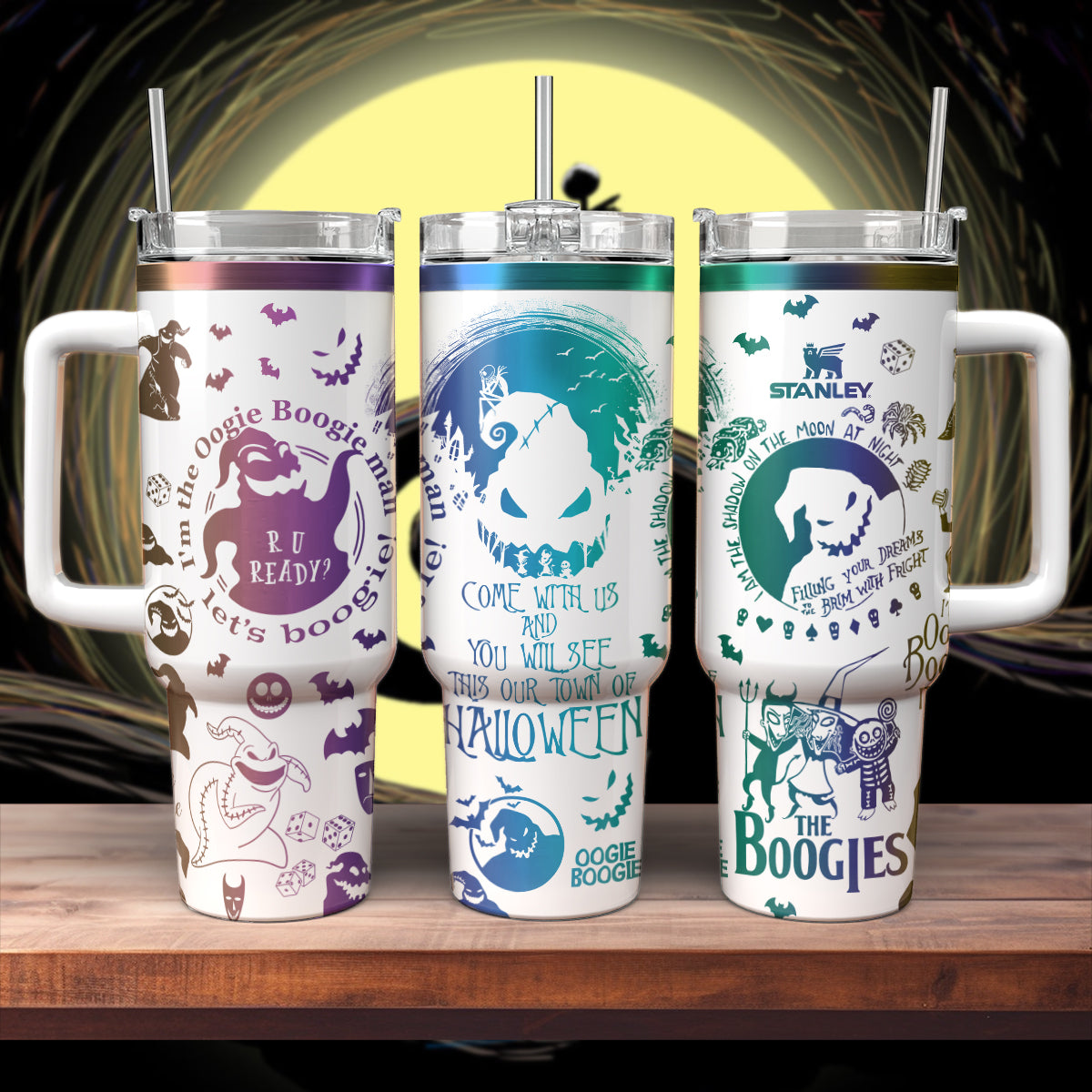 Oogie Boogie The Nightmare Before Christmas Movies Custom Stanley Quencher 40oz Stainless Steel Tumbler With Handle