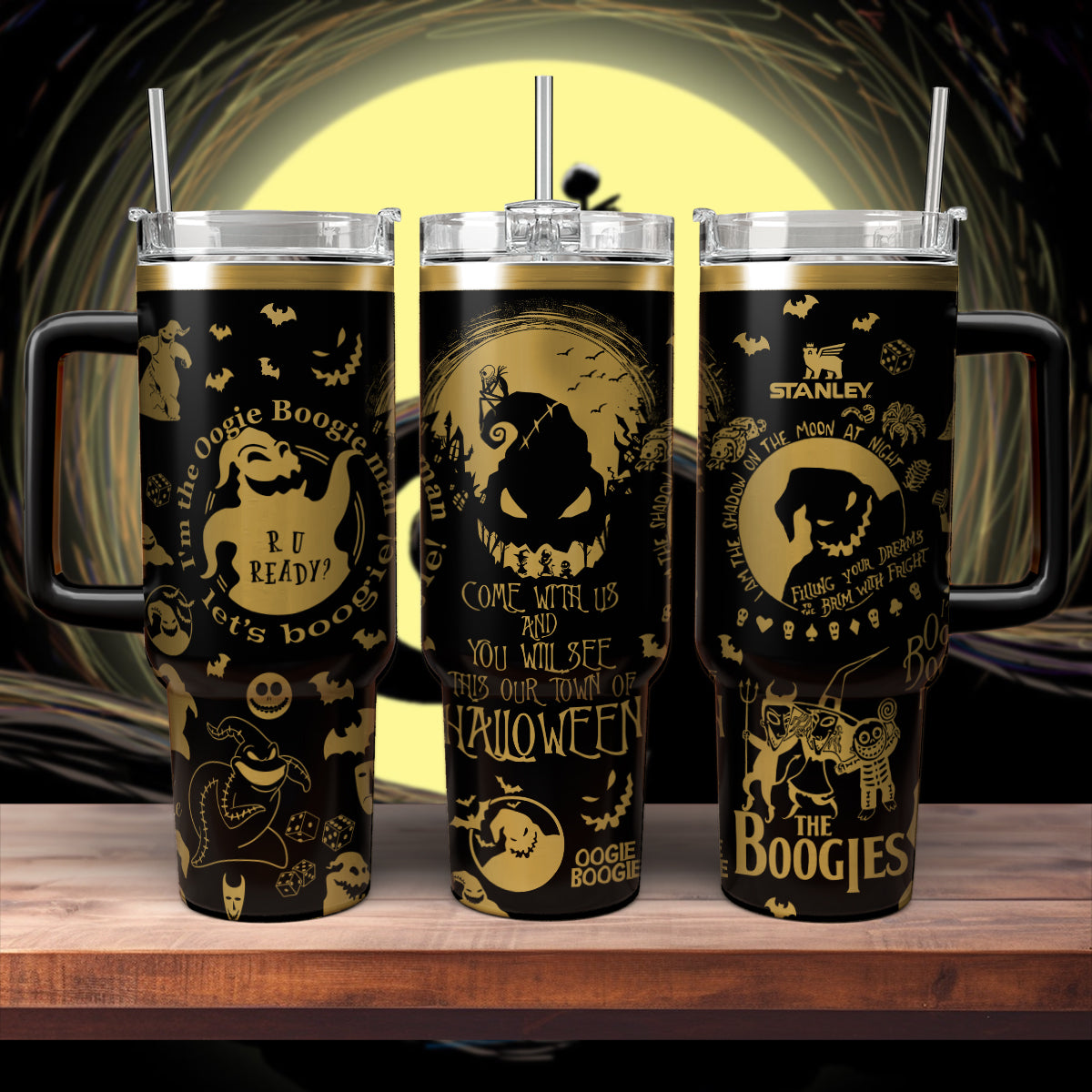 Oogie Boogie The Nightmare Before Christmas Movies Custom Stanley Quencher 40oz Stainless Steel Tumbler With Handle