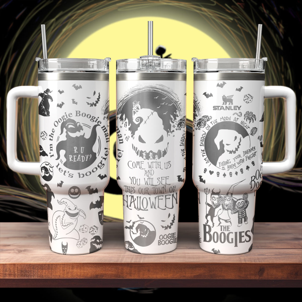 Oogie Boogie The Nightmare Before Christmas Movies Custom Stanley Quencher 40oz Stainless Steel Tumbler With Handle