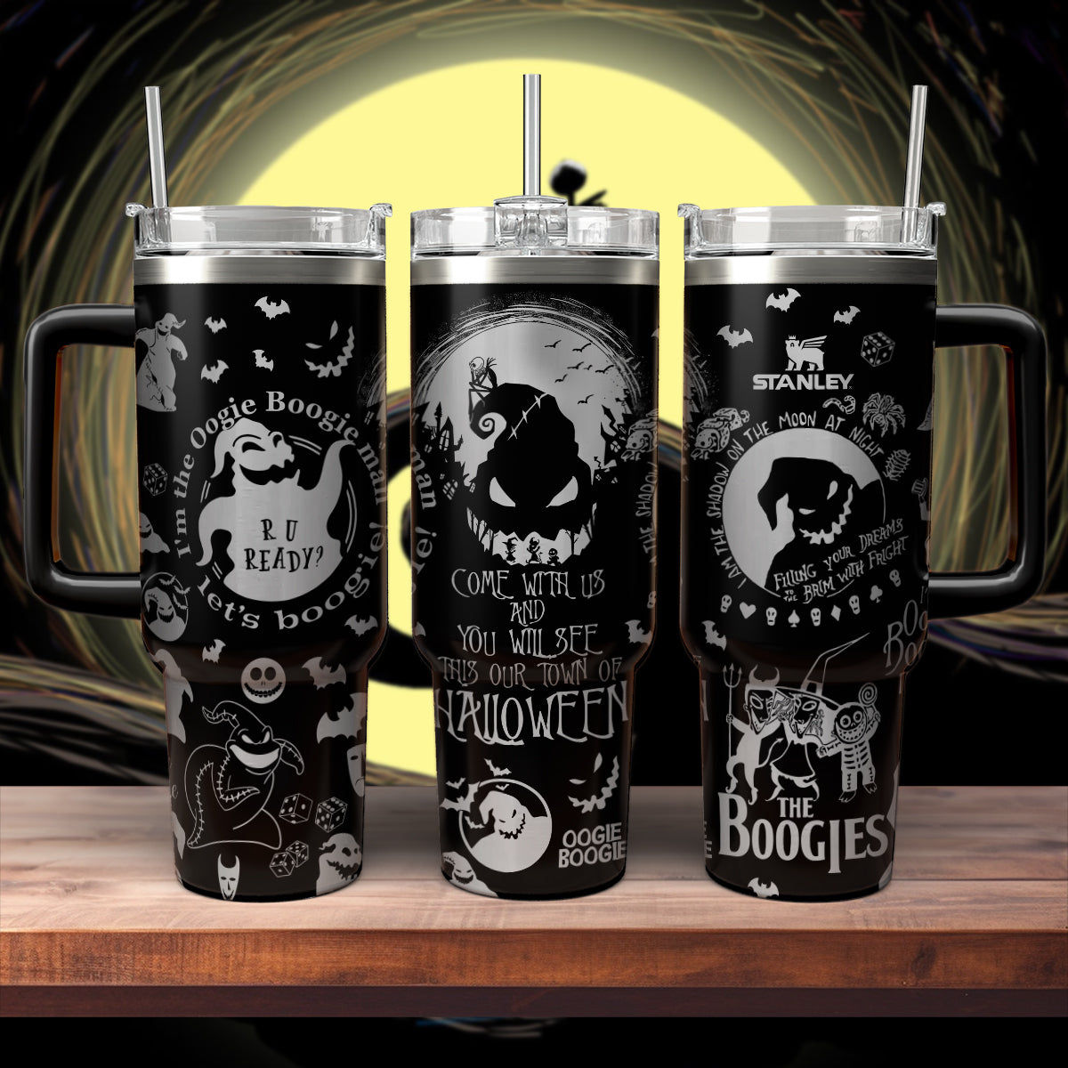 Oogie Boogie The Nightmare Before Christmas Movies Custom Stanley Quencher 40oz Stainless Steel Tumbler With Handle