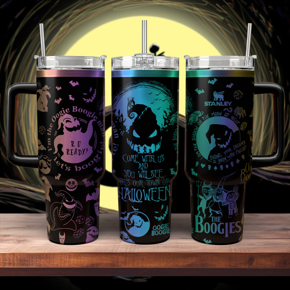 Oogie Boogie The Nightmare Before Christmas Movies Custom Stanley Quencher 40oz Stainless Steel Tumbler With Handle