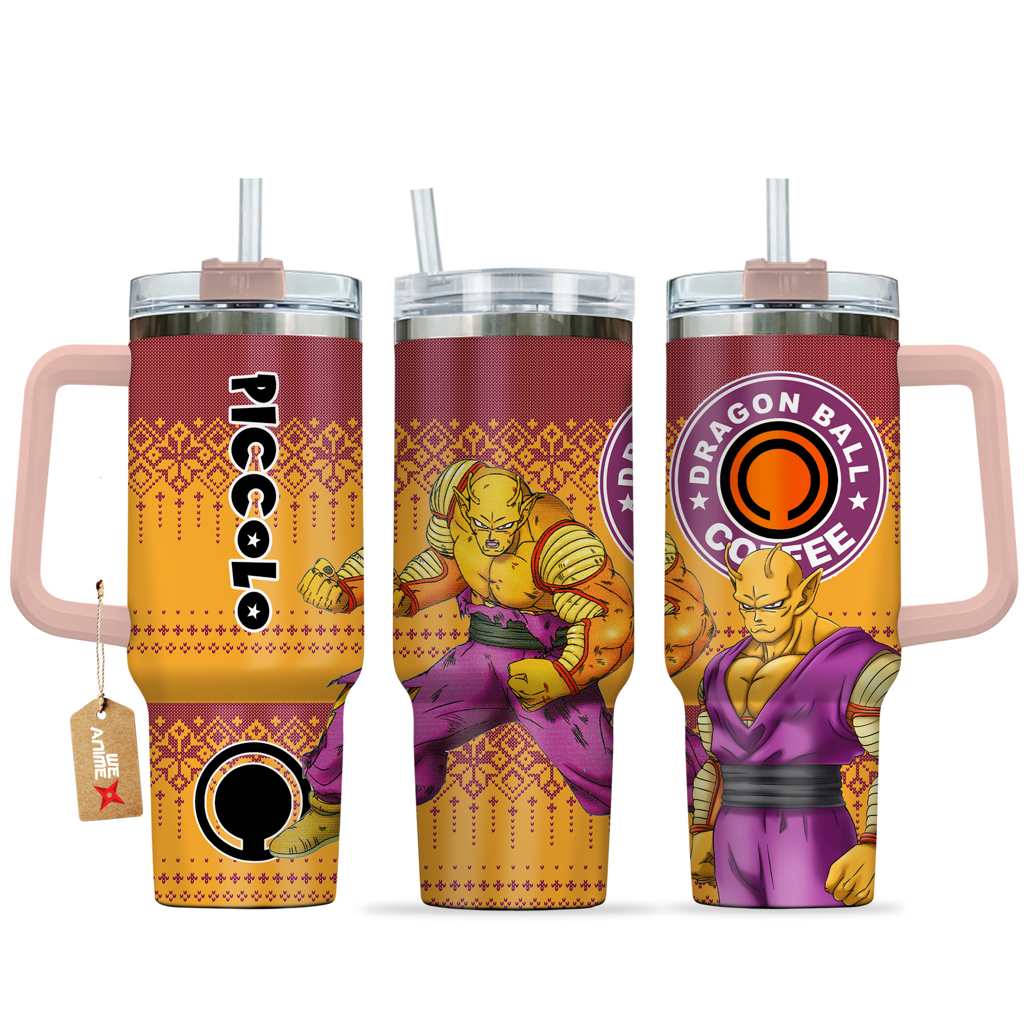 Orange Piccolo Dragon Ball Z Anime Custom Stanley Quencher 40oz Stainless Steel Tumbler With Handle