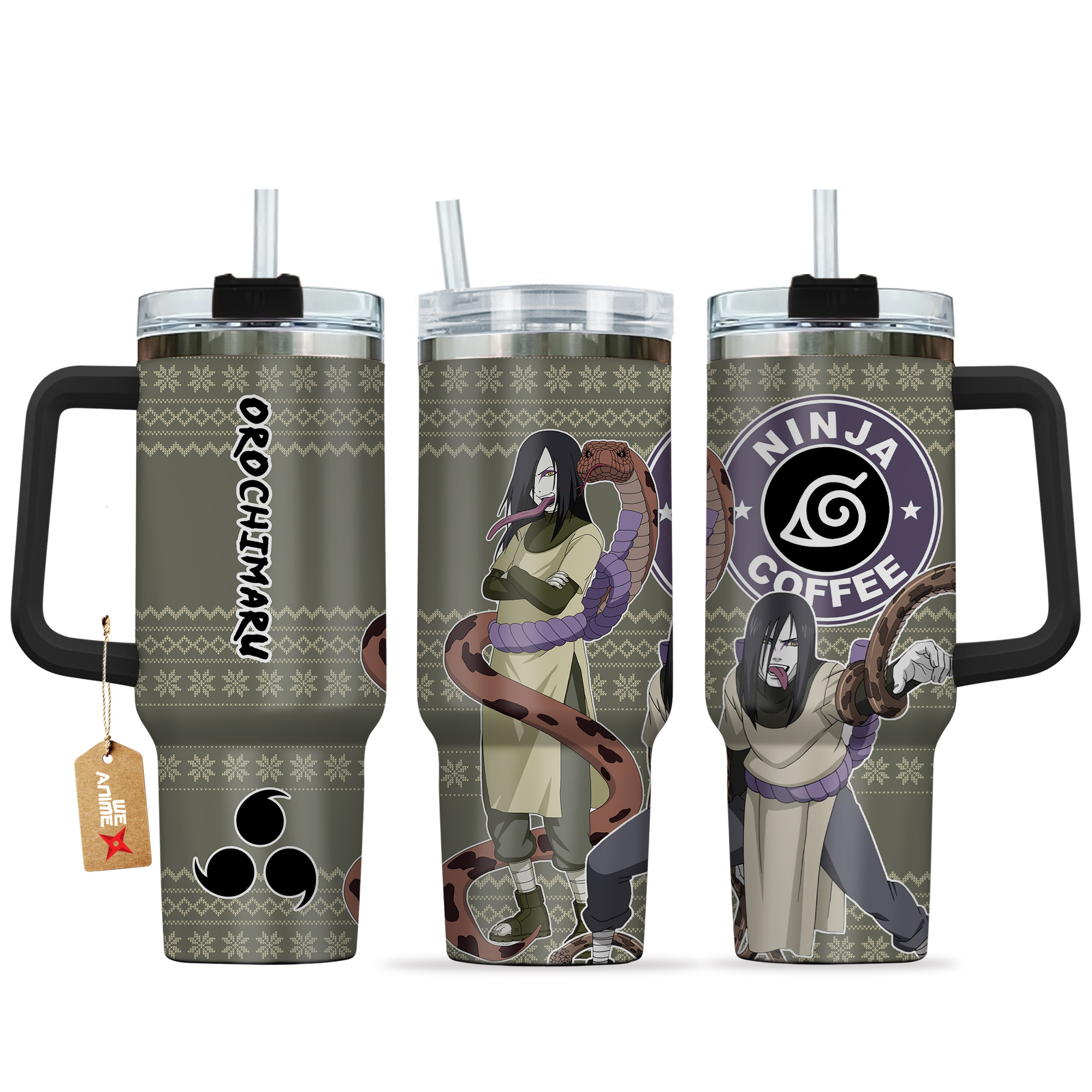 Orochimaru Naruto Anime Custom Stanley Quencher 40oz Stainless Steel Tumbler With Handle