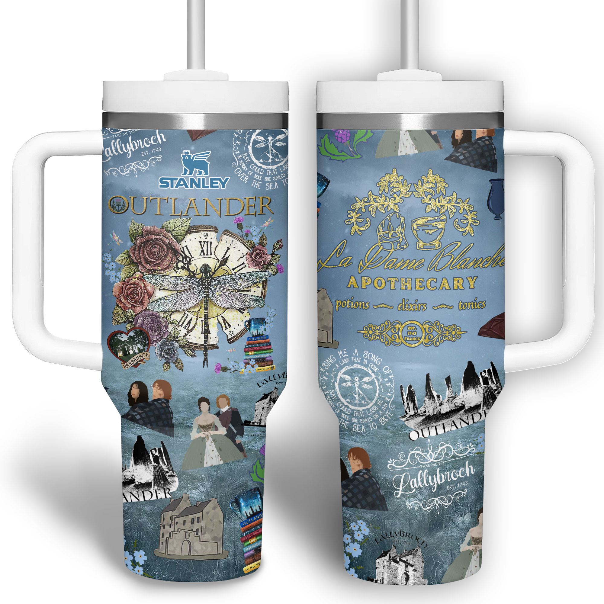 Outlander TV Series Custom Stanley Quencher 40oz Stainless Steel Tumbler With Handle