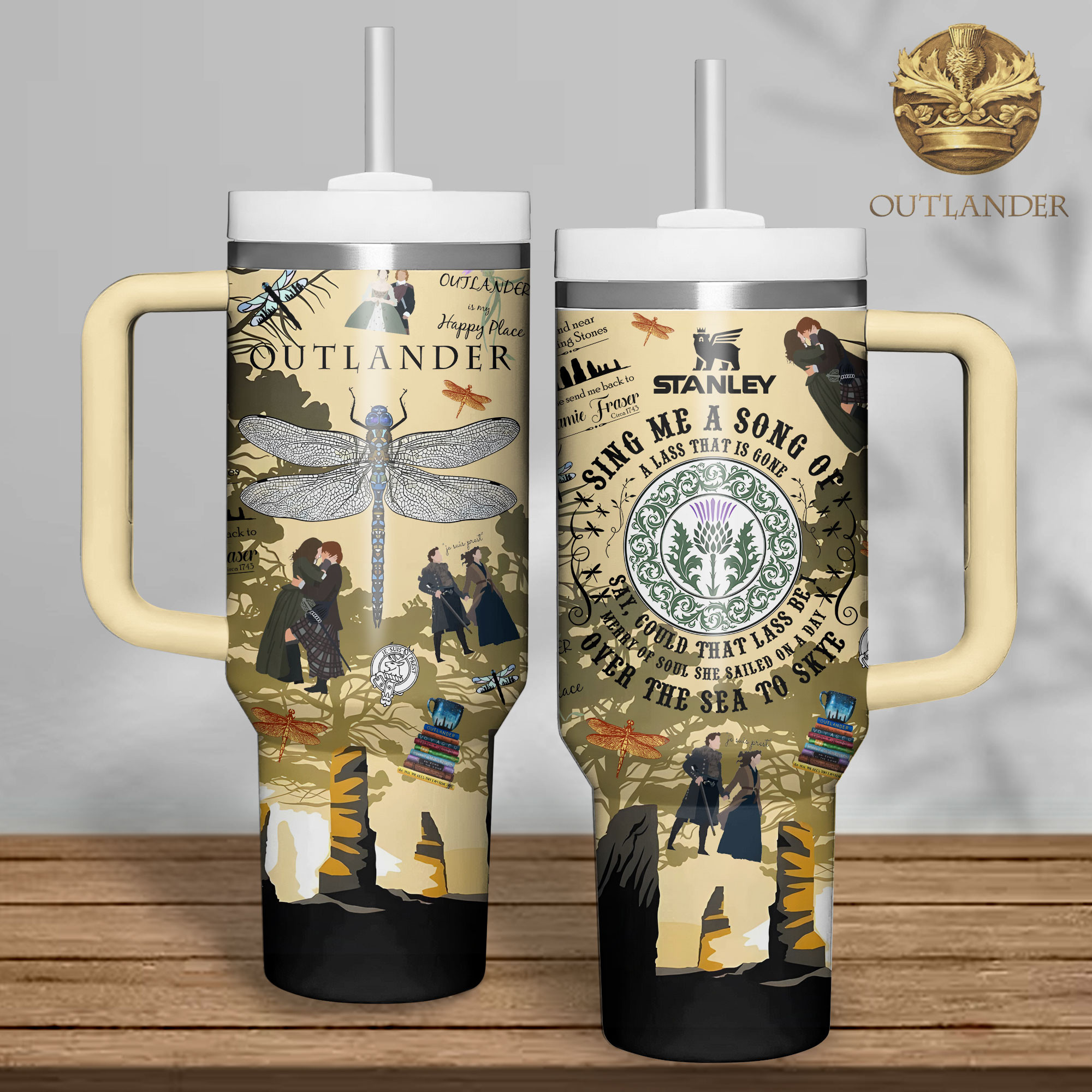 Outlander TV Series Custom Stanley Quencher 40oz Stainless Steel Tumbler With Handle