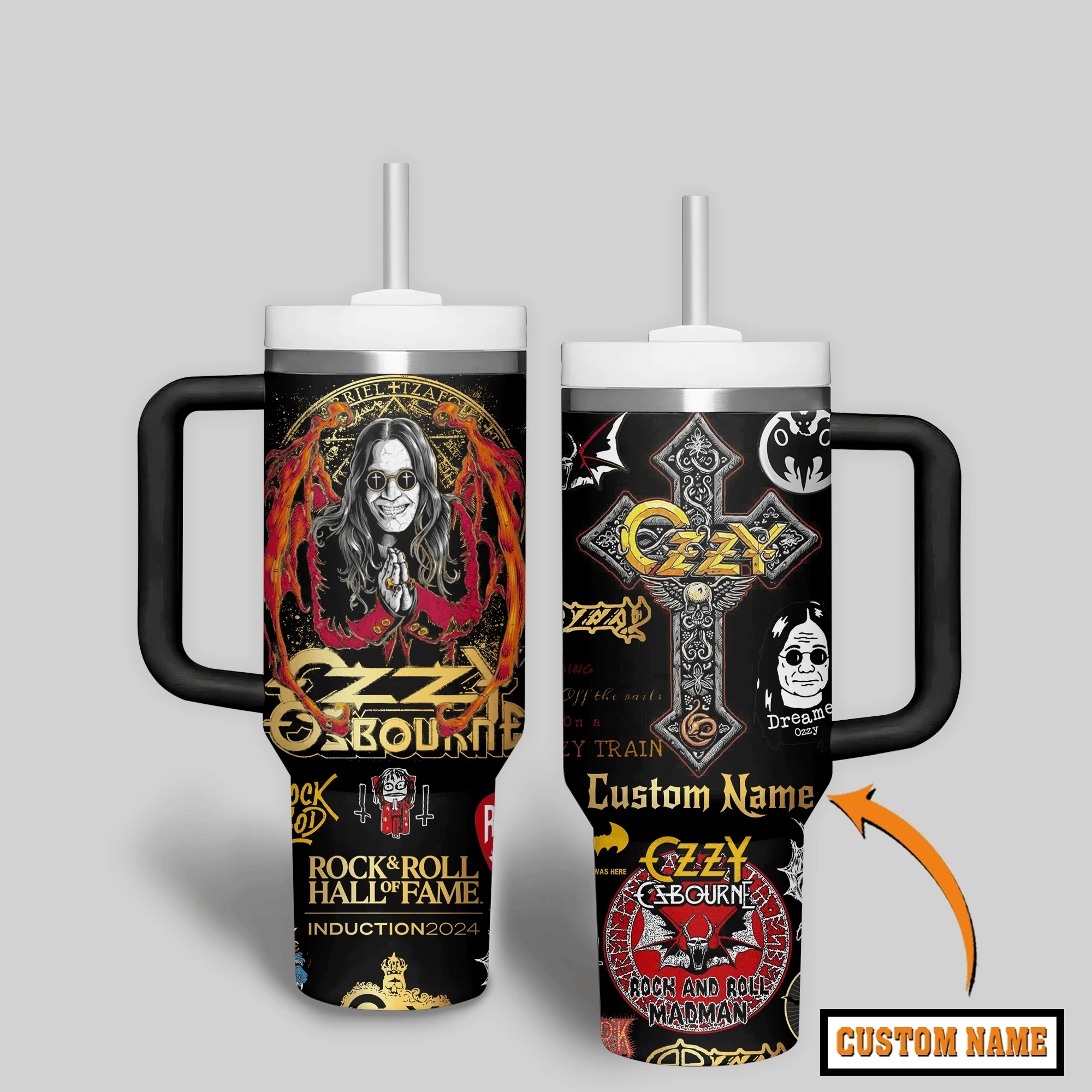 Ozzy Osbourne Music Custom Stanley Quencher 40oz Stainless Steel Tumbler With Handle