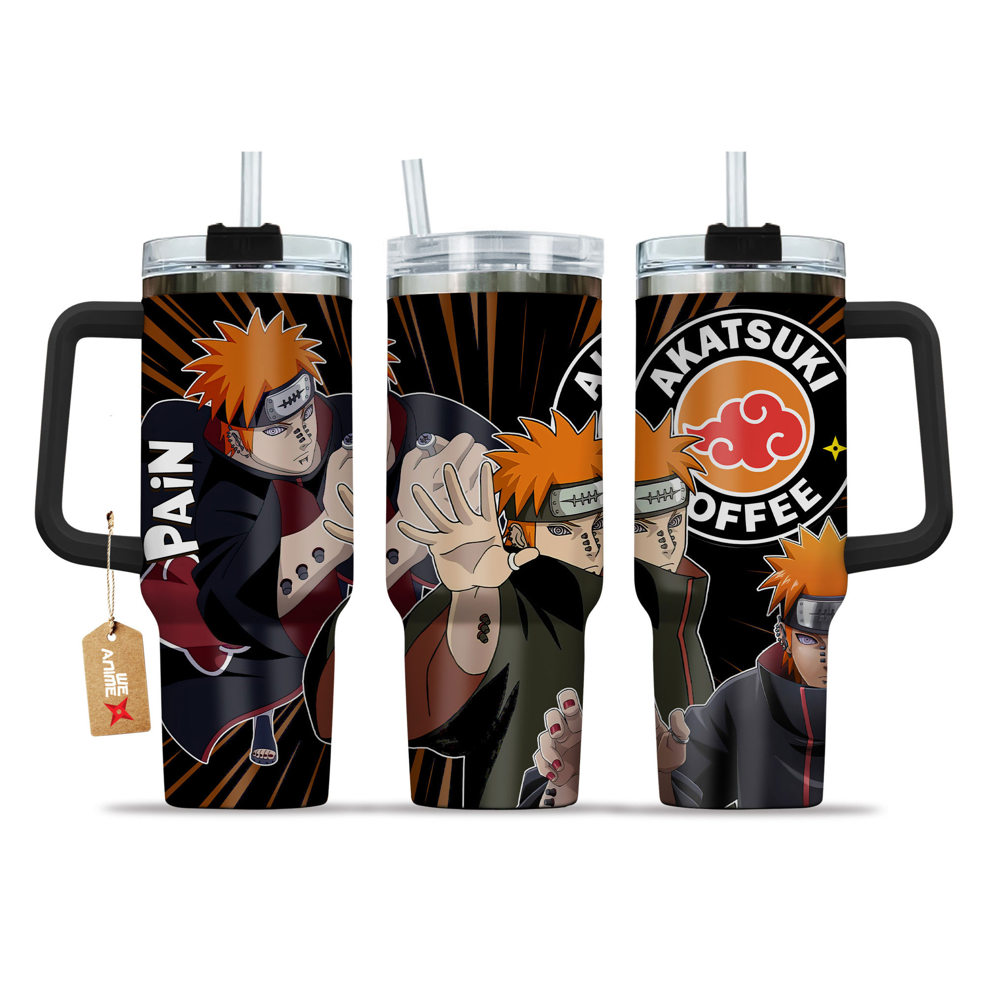 Pain Naruto Anime Custom Stanley Quencher 40oz Stainless Steel Tumbler With Handle