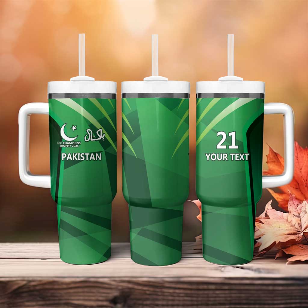 Pakistan Cricket The Green Shirts with Sporty Pattern Custom Stanley Quencher 40oz Stainless Steel Tumbler With Handle