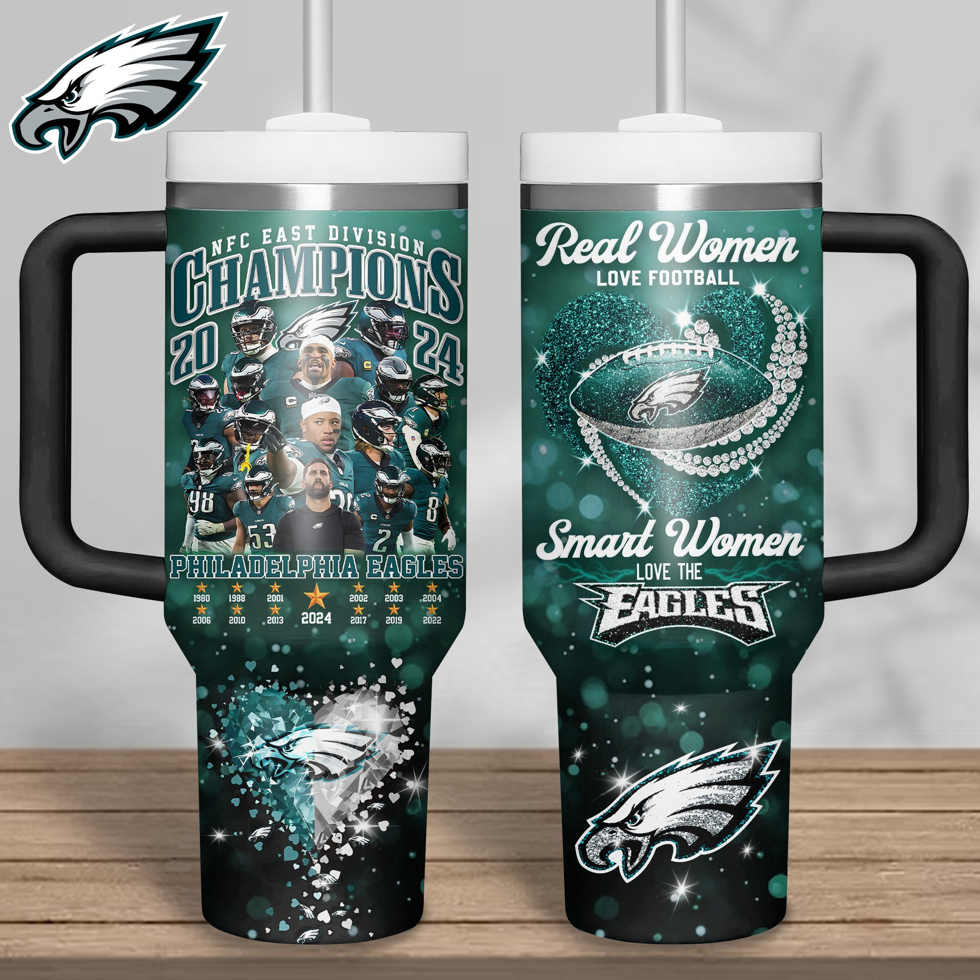 Philadelphia Eagles NFL Sports Custom Stanley Quencher 40oz Stainless Steel Tumbler With Handle