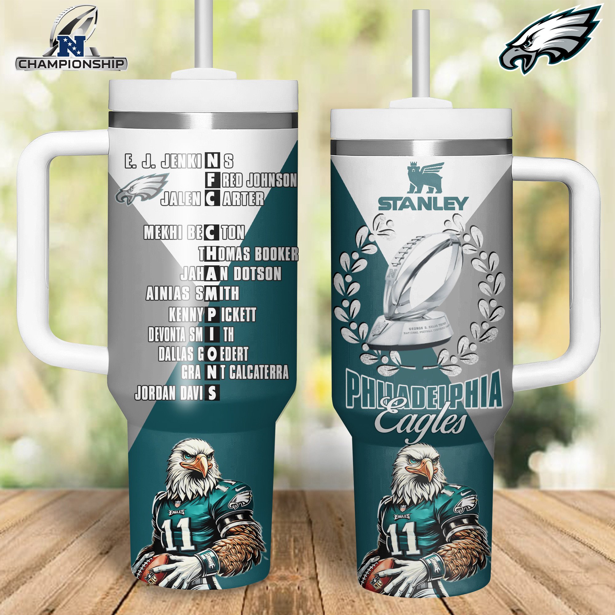 Philadelphia Eagles NFL Sports Custom Stanley Quencher 40oz Stainless Steel Tumbler With Handle