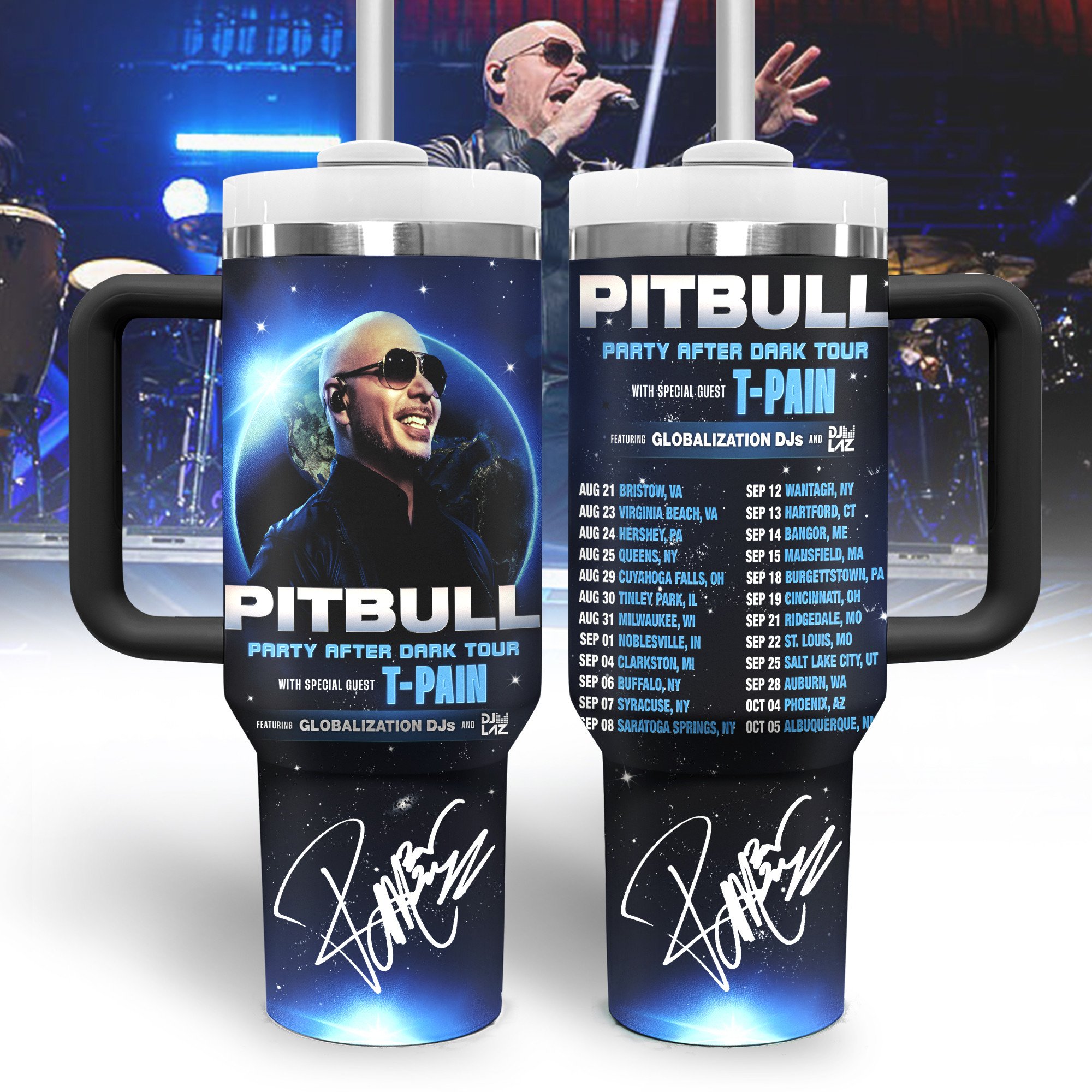 Pitbull Music Custom Stanley Quencher 40oz Stainless Steel Tumbler With Handle