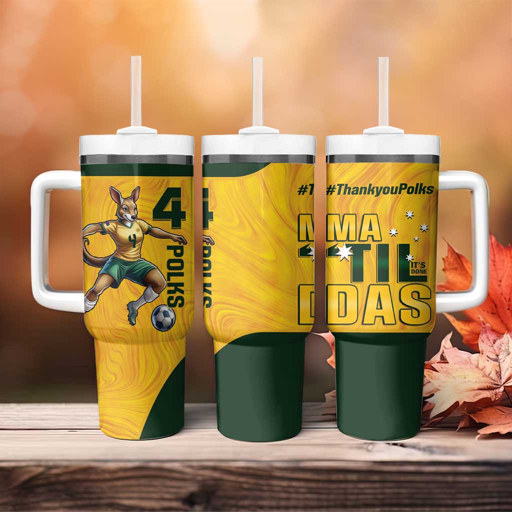 Polkinghorne Australia Matildas 2024 Thank You Polks Custom Stanley Quencher 40oz Stainless Steel Tumbler With Handle