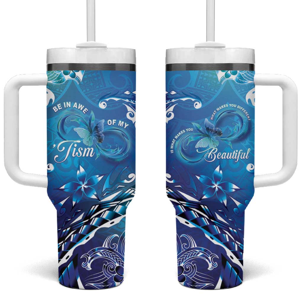 Polynesia Autism Awareness Custom Stanley Quencher 40oz Stainless Steel Tumbler With Handle