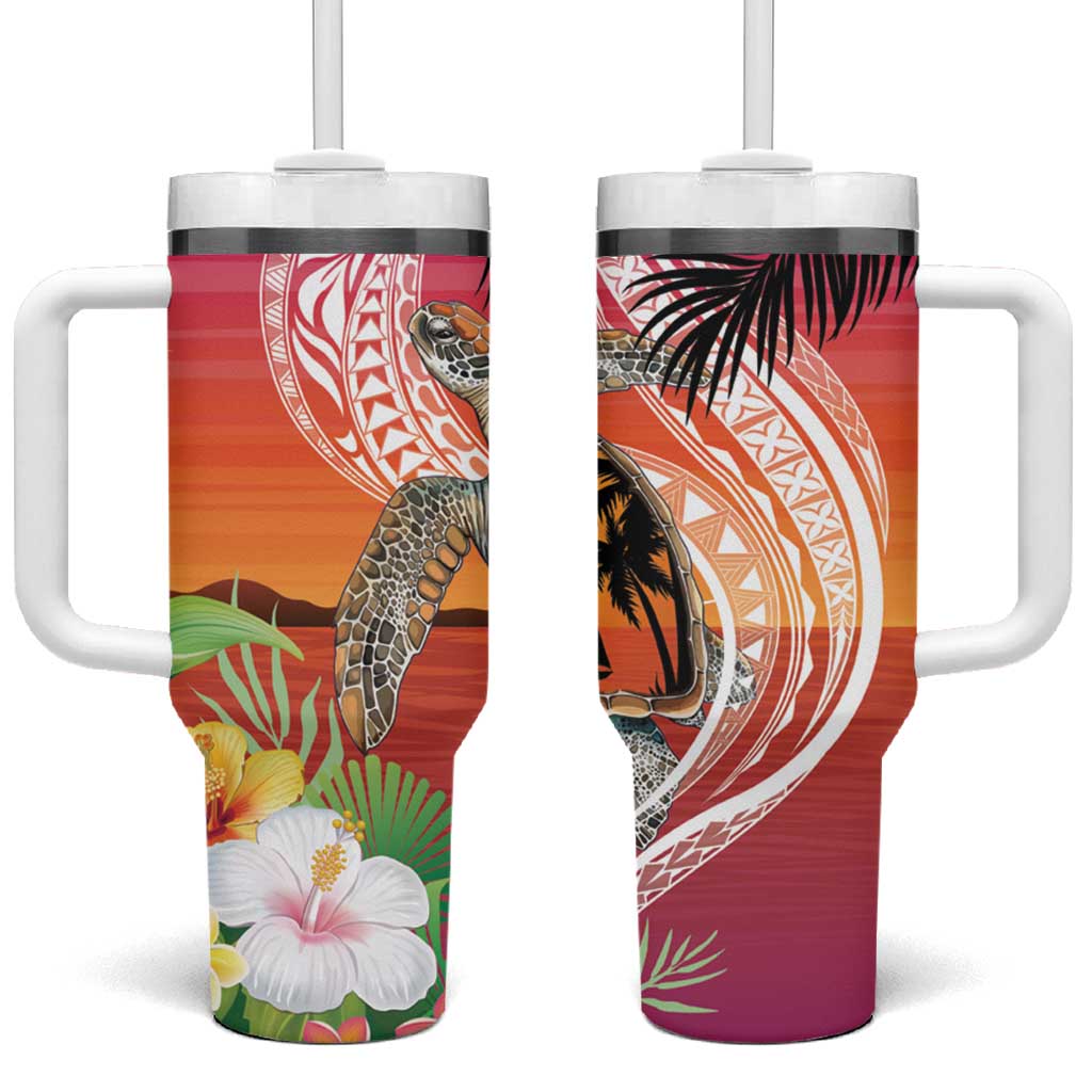 Polynesian Dreamy Turtle Custom Stanley Quencher 40oz Stainless Steel Tumbler With Handle