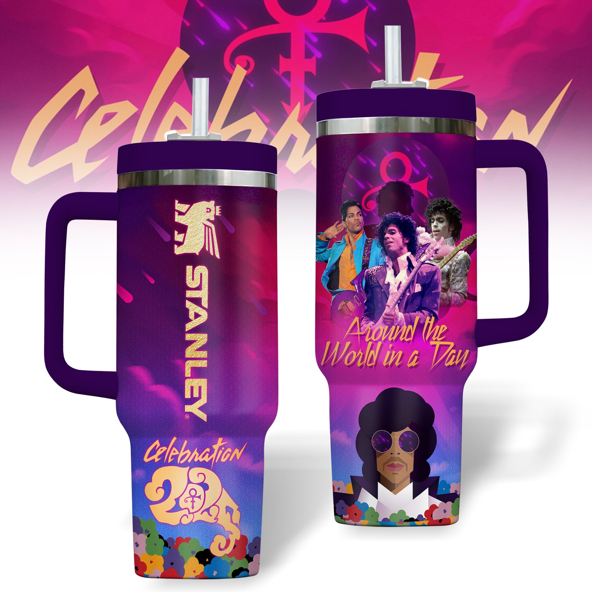 Prince Music Custom Stanley Quencher 40oz Stainless Steel Tumbler With Handle