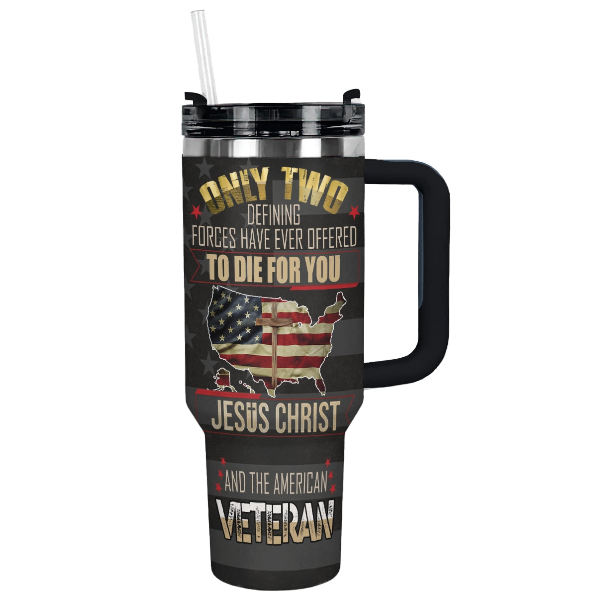 Proud Veteran Custom Stanley Quencher 40oz Stainless Steel Tumbler With Handle