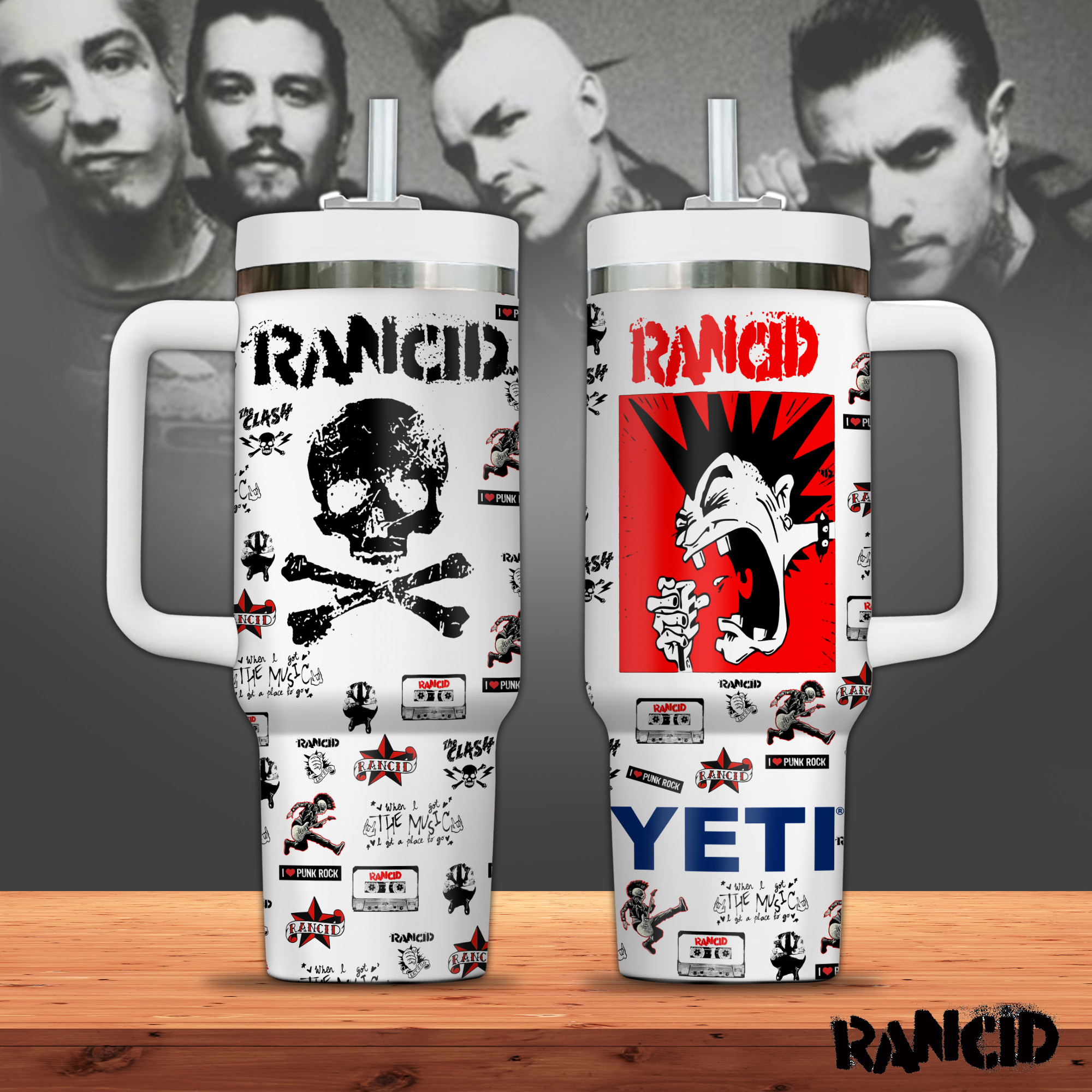 Rancid Band Music Custom Stanley Quencher 40oz Stainless Steel Tumbler With Handle