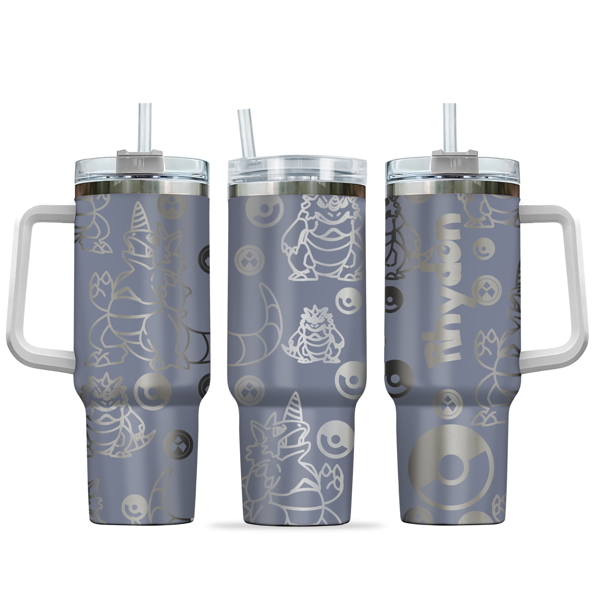 Rhydon Pokemon Anime Custom Stanley Quencher 40oz Stainless Steel Tumbler With Handle