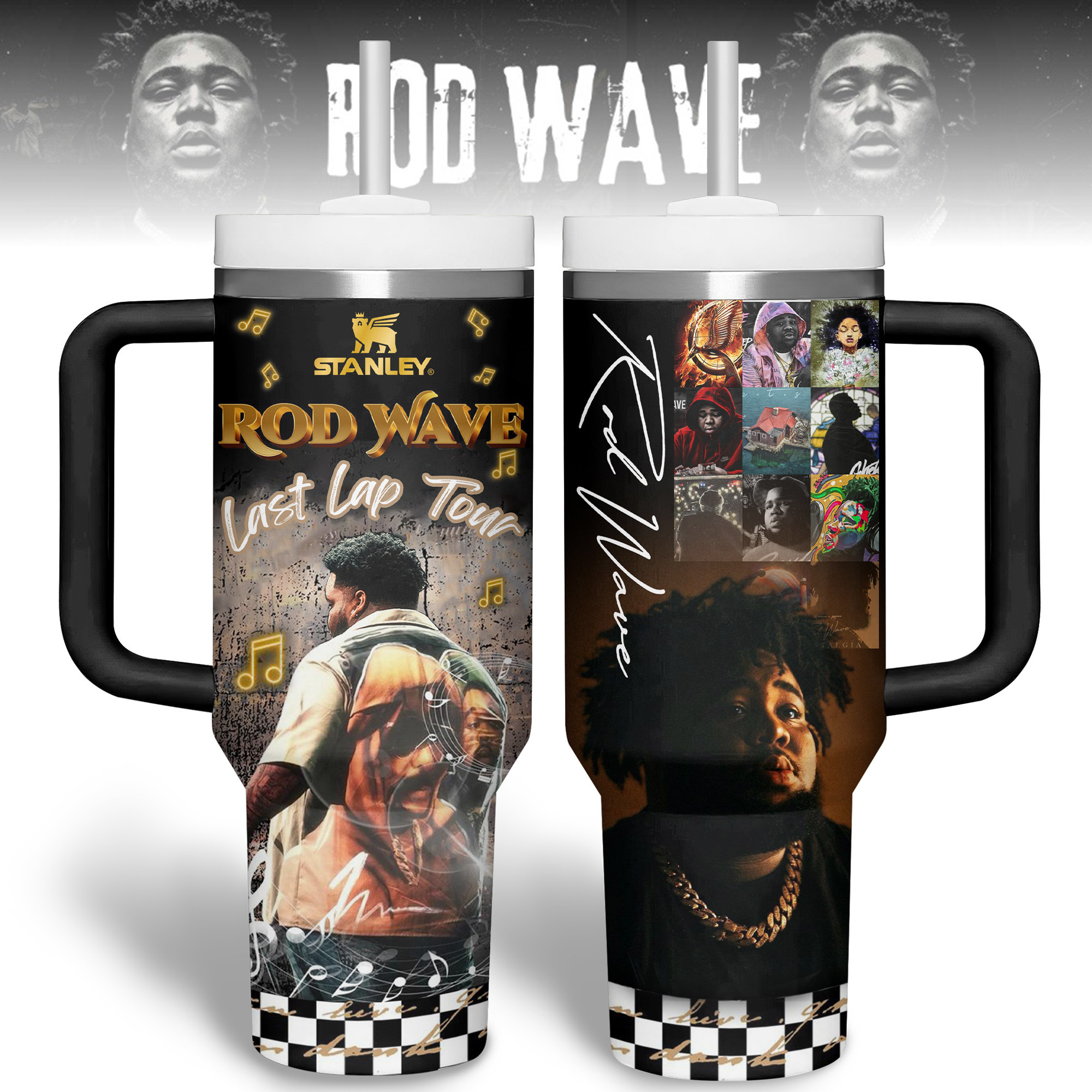 Rod Wave Music Custom Stanley Quencher 40oz Stainless Steel Tumbler With Handle
