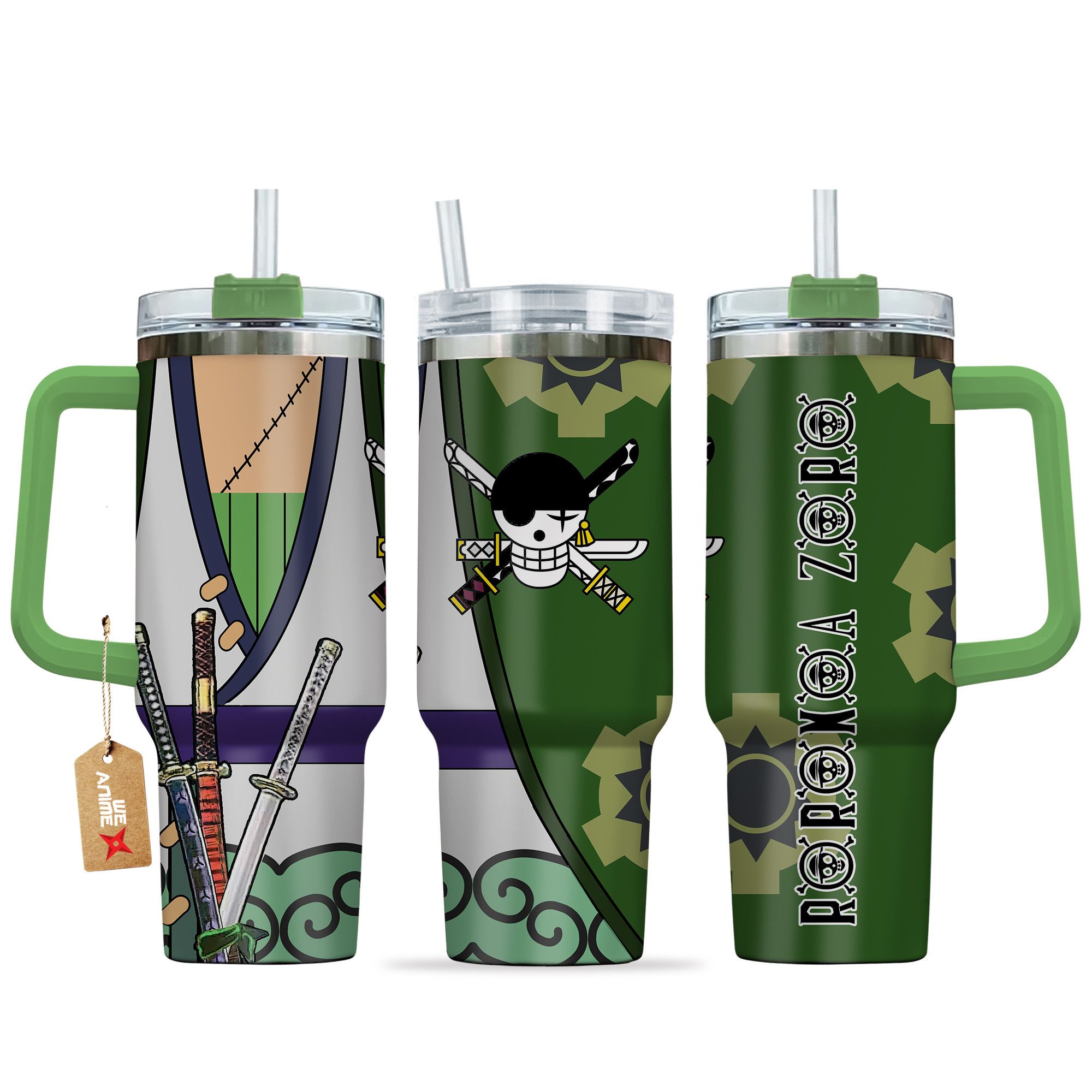 Roronoa Zoro Wano Arc One Piece Anime Custom Stanley Quencher 40oz Stainless Steel Tumbler With Handle