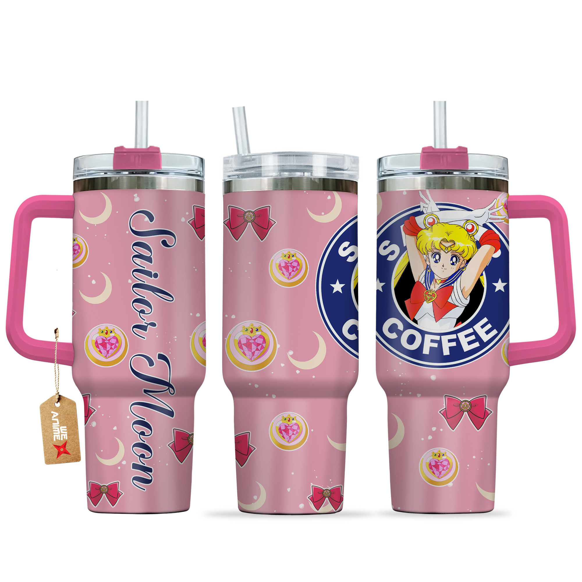 Sailor Moon Sailor Moon Anime Custom Stanley Quencher 40oz Stainless Steel Tumbler With Handle