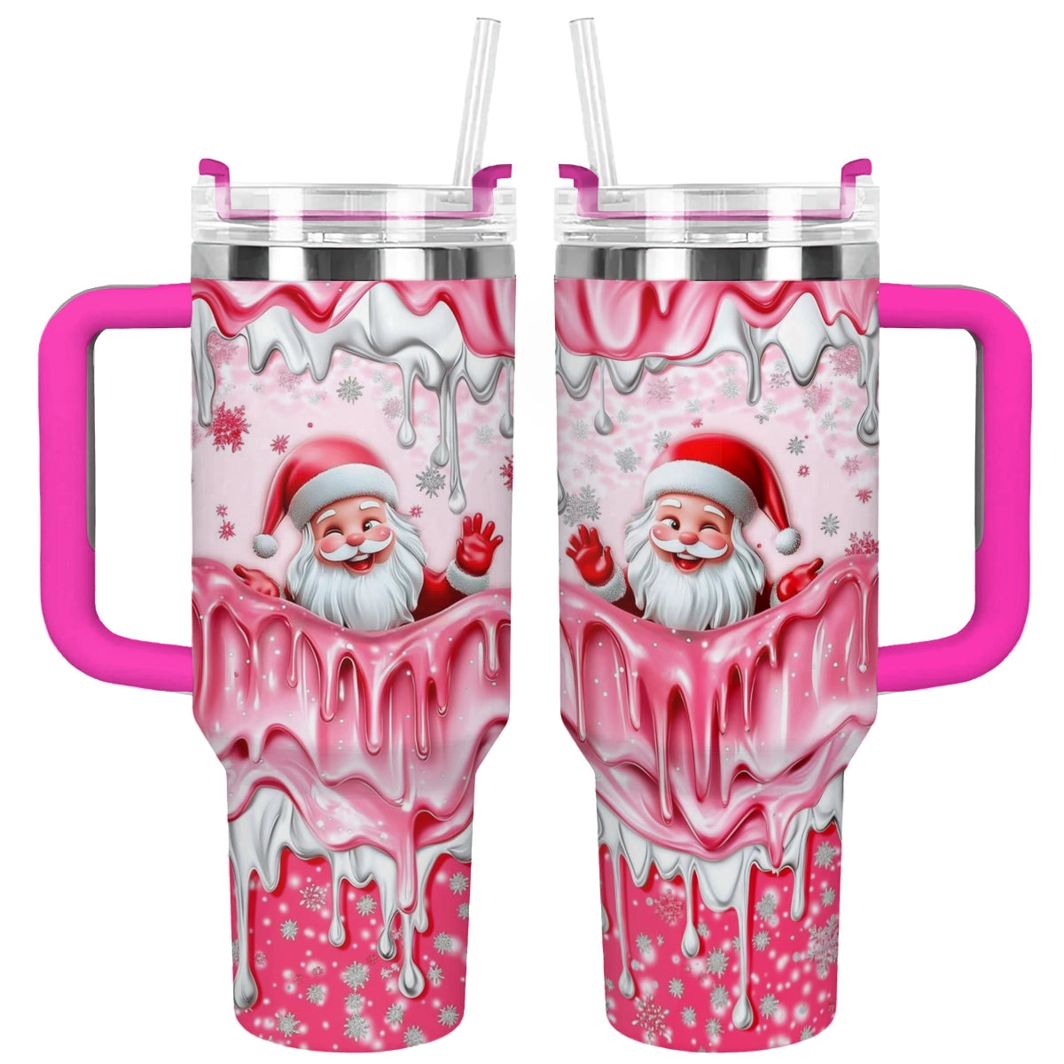 Santa Claus Christmas Custom Stanley Quencher 40oz Stainless Steel Tumbler With Handle