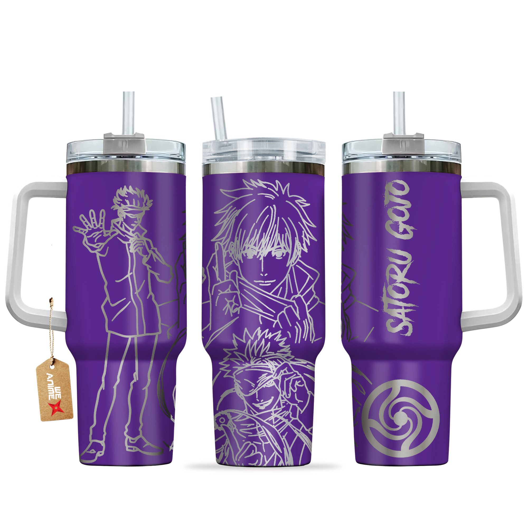 Satoru Gojo Jujutsu Kaisen Anime Custom Stanley Quencher 40oz Stainless Steel Tumbler With Handle