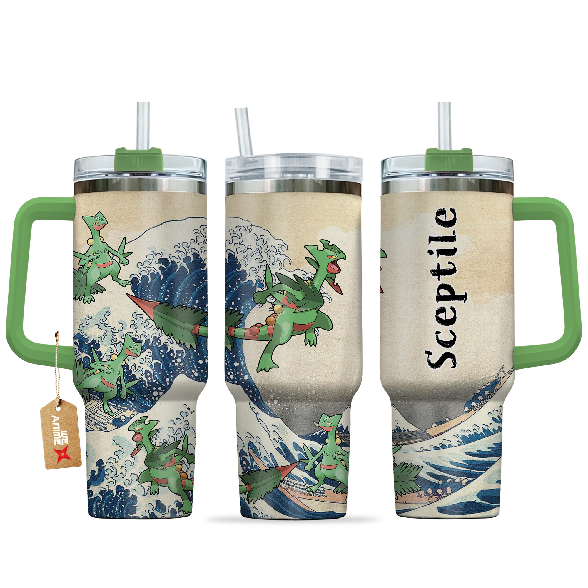 Sceptile Pokemon Anime Custom Stanley Quencher 40oz Stainless Steel Tumbler With Handle