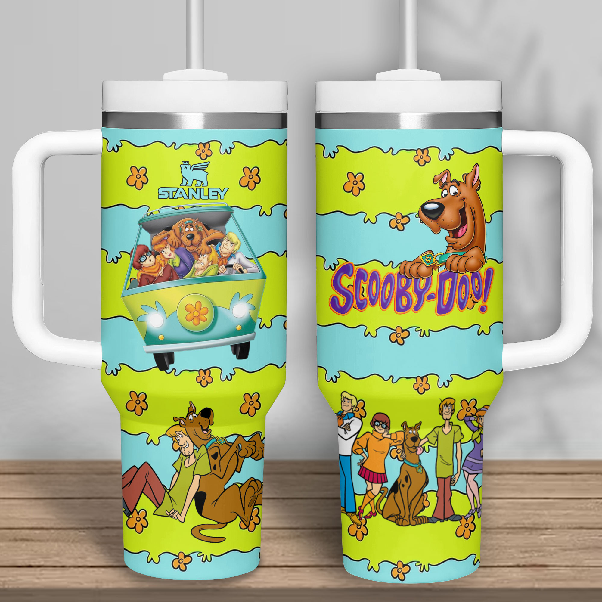 Scooby-Doo Cartoon Custom Stanley Quencher 40oz Stainless Steel Tumbler With Handle