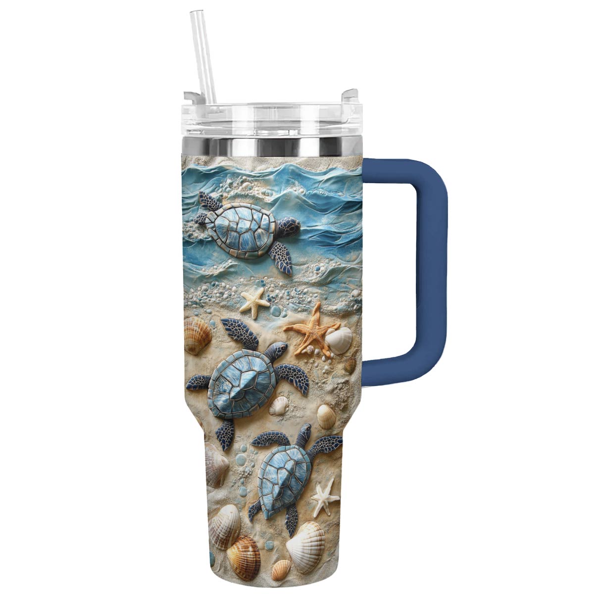 Sea Turtle Custom Stanley Quencher 40oz Stainless Steel Tumbler With Handle