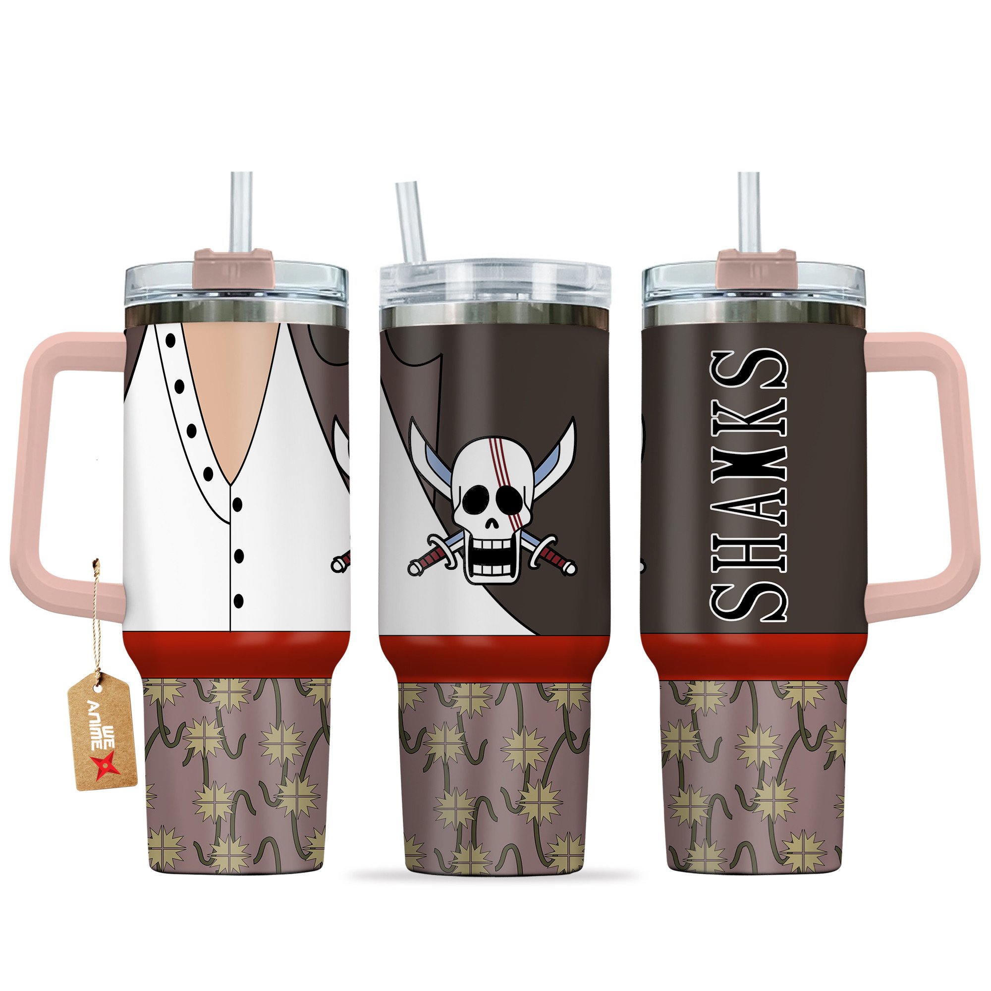 Shanks One Piece Anime Custom Stanley Quencher 40oz Stainless Steel Tumbler With Handle