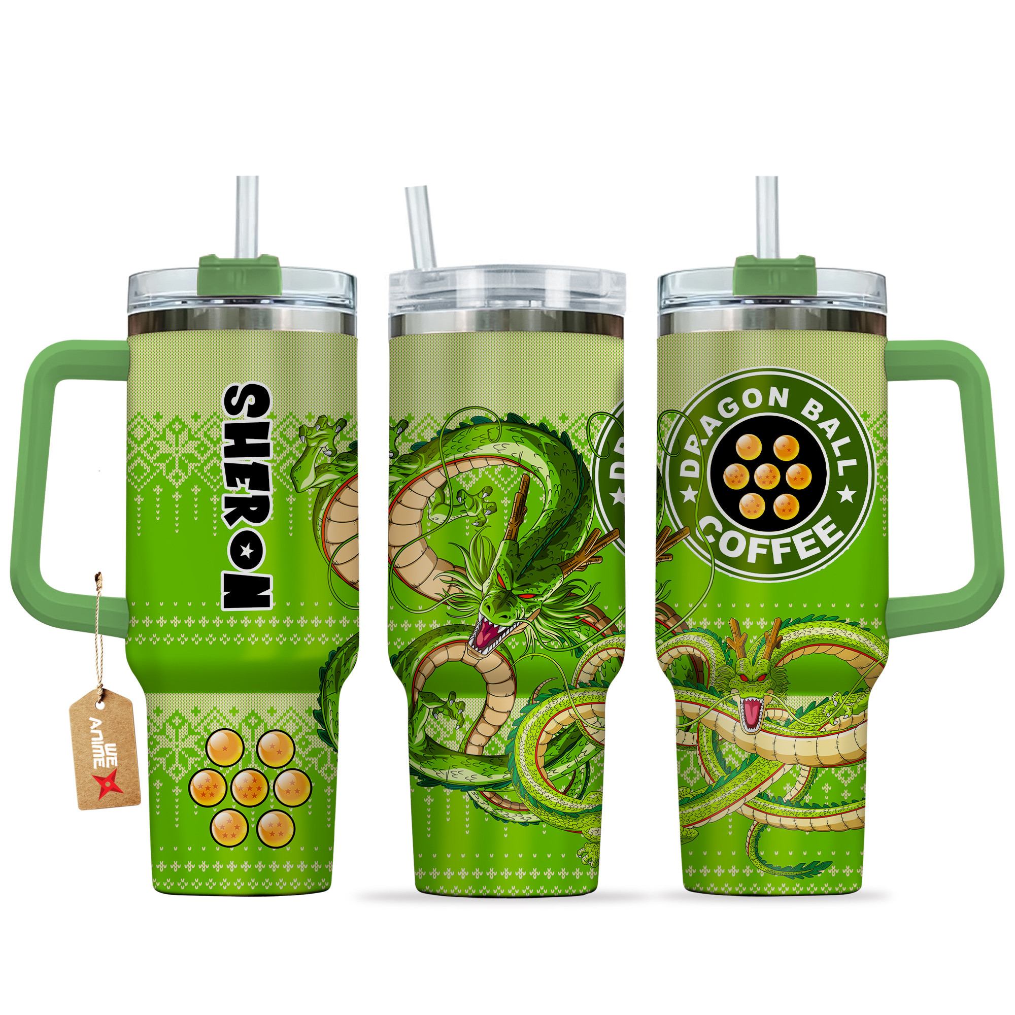 Shenron Dragon Ball Z Anime Custom Stanley Quencher 40oz Stainless Steel Tumbler With Handle