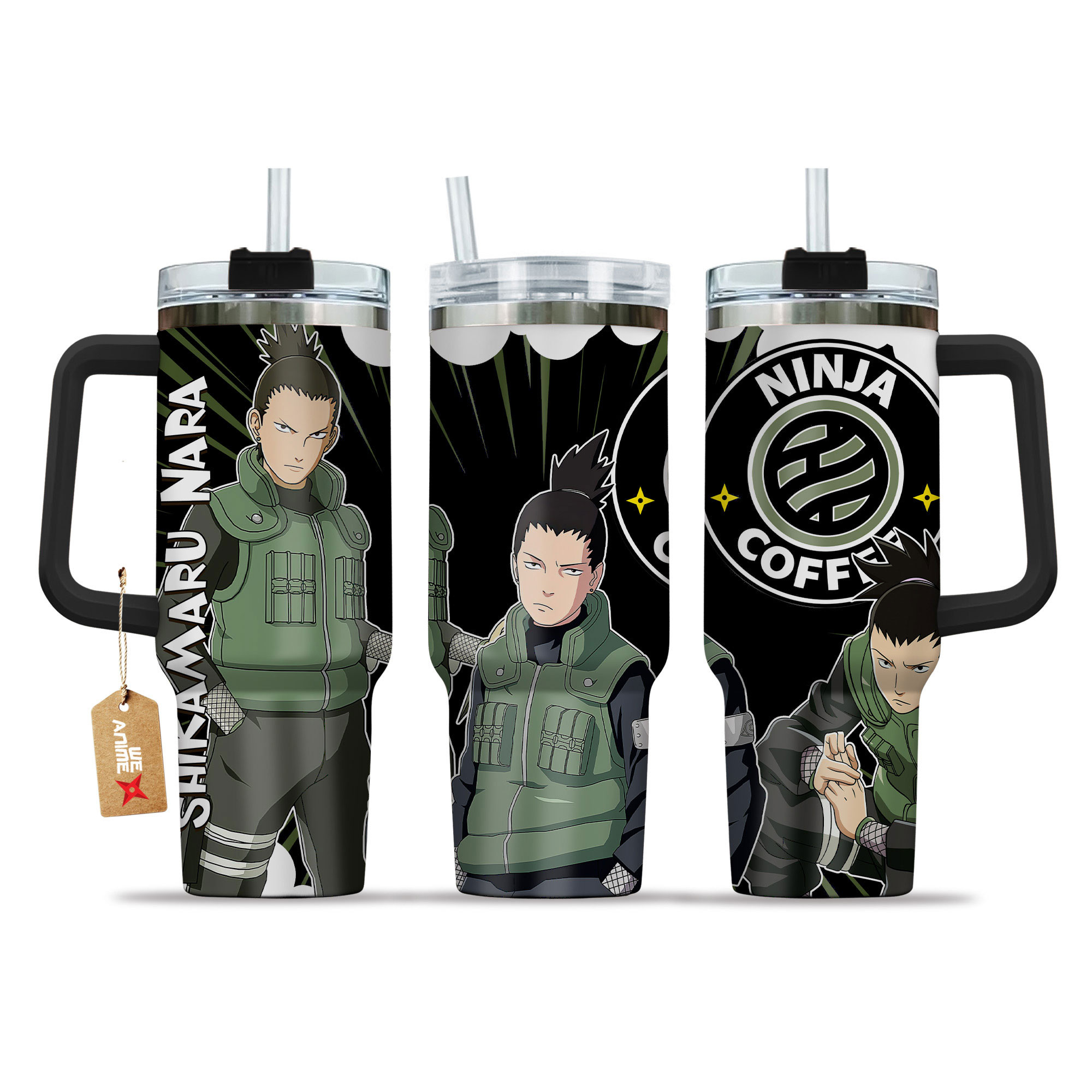 Shikamaru Nara Naruto Anime Custom Stanley Quencher 40oz Stainless Steel Tumbler With Handle