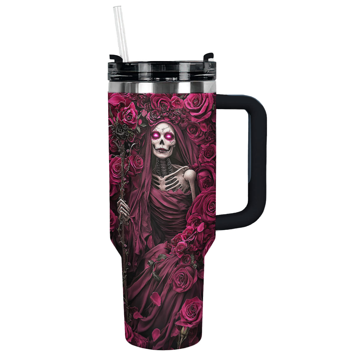 Skull Purple Queen Custom Stanley Quencher 40oz Stainless Steel Tumbler With Handle
