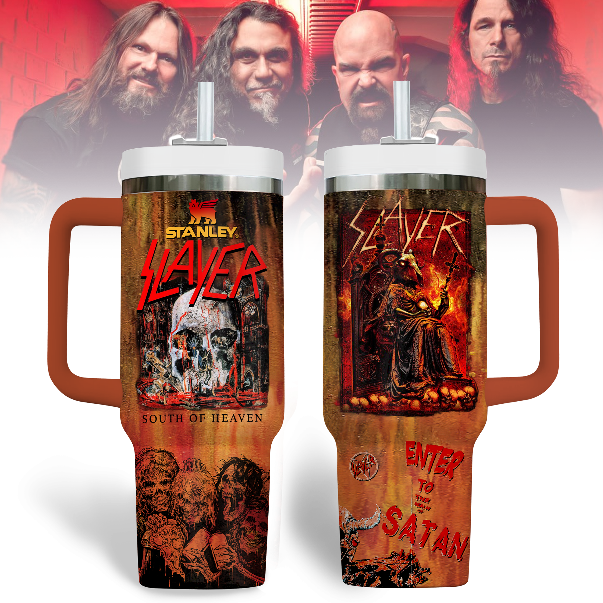 Slayer Band Music Custom Stanley Quencher 40oz Stainless Steel Tumbler With Handle
