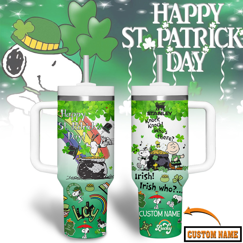 Snoopy Cartoon Custom Stanley Quencher 40oz Stainless Steel Tumbler With Handle