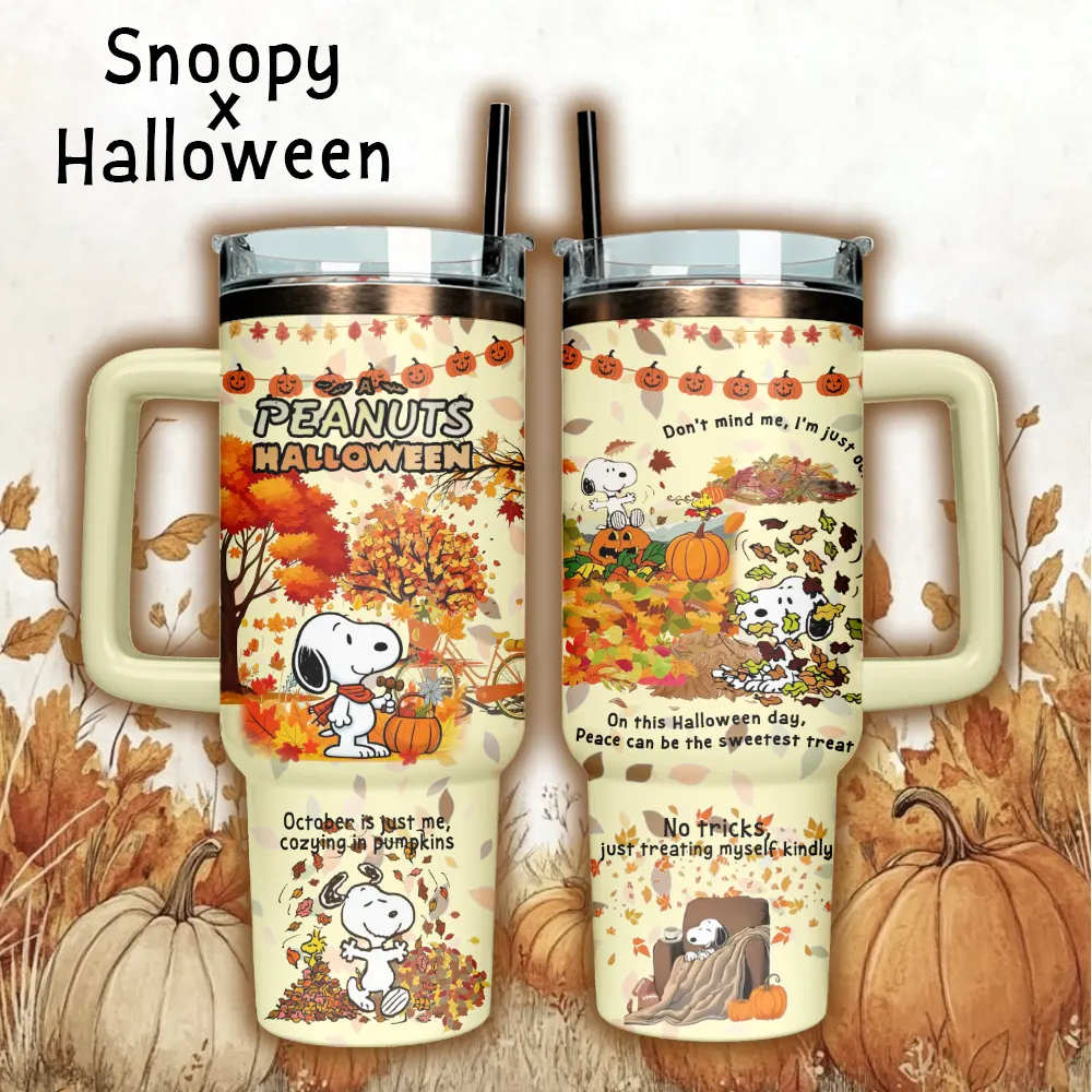 Snoopy x Halloween Custom Stanley Quencher 40oz Stainless Steel Tumbler With Handle