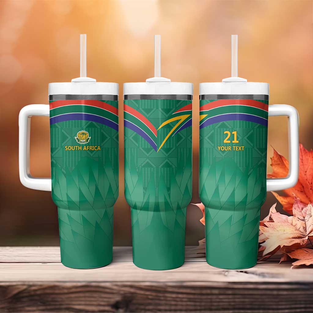 South Africa Cricket Proteas Green Custom Stanley Quencher 40oz Stainless Steel Tumbler With Handle