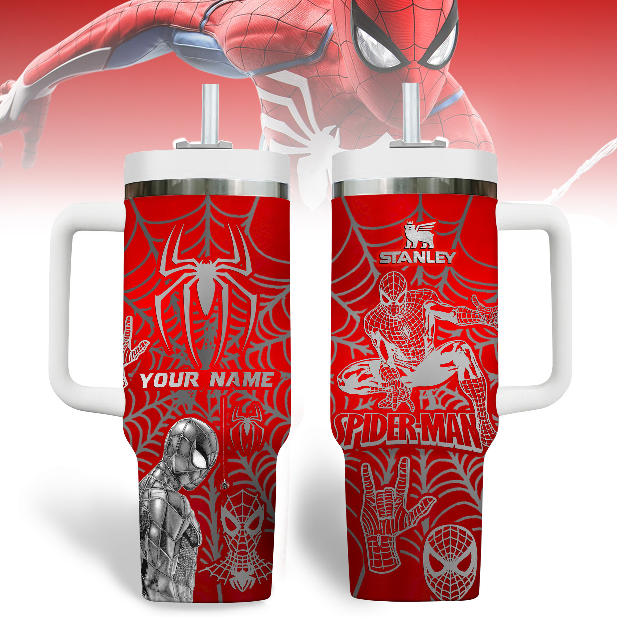 Spider Man Movies Custom Stanley Quencher 40oz Stainless Steel Tumbler With Handle
