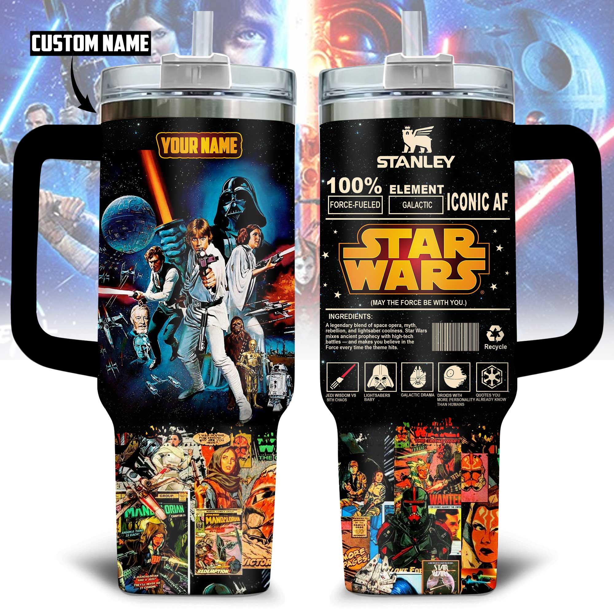 Star Wars Movies Custom Stanley Quencher 40oz Stainless Steel Tumbler With Handle