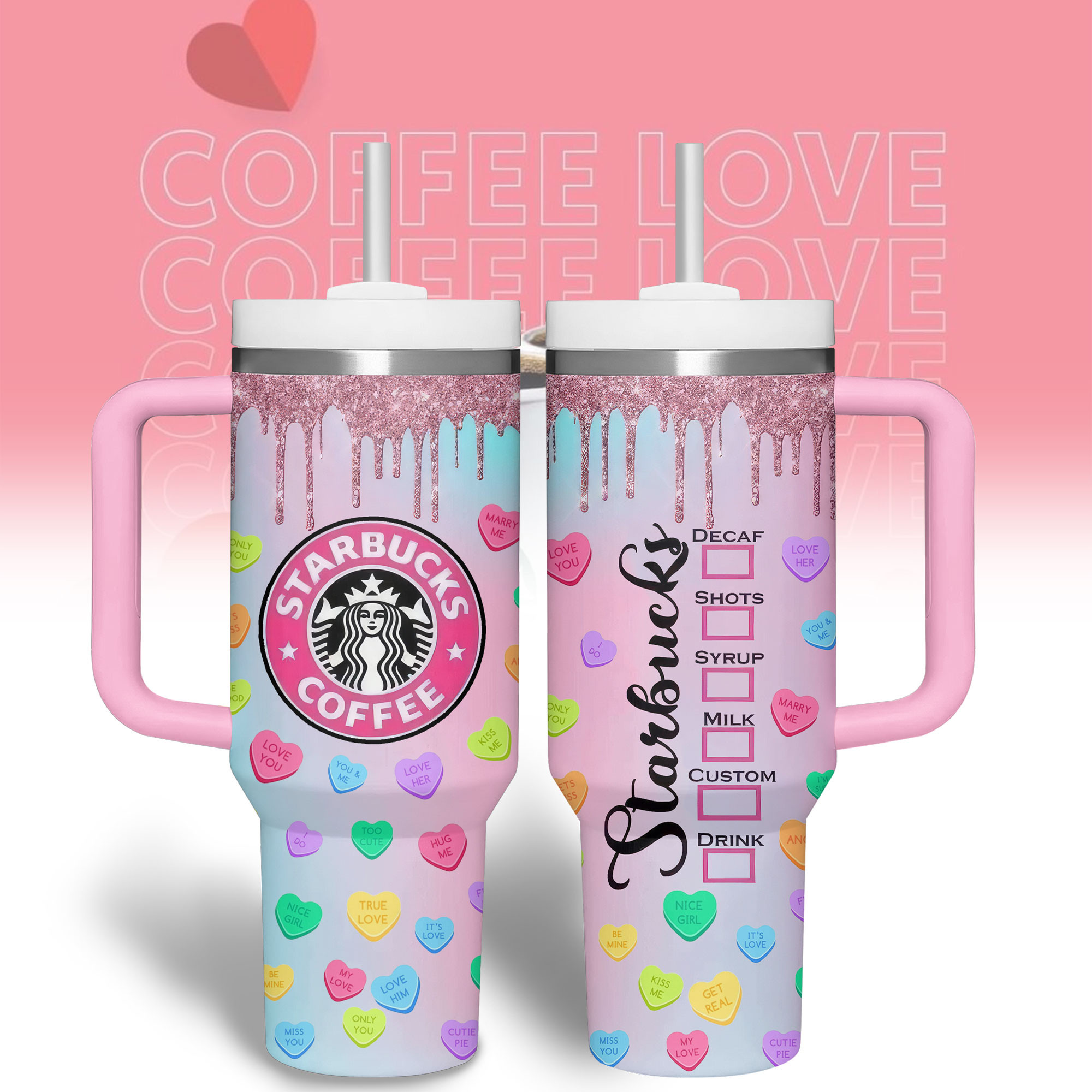 Starbucks Drinks Custom Stanley Quencher 40oz Stainless Steel Tumbler With Handle