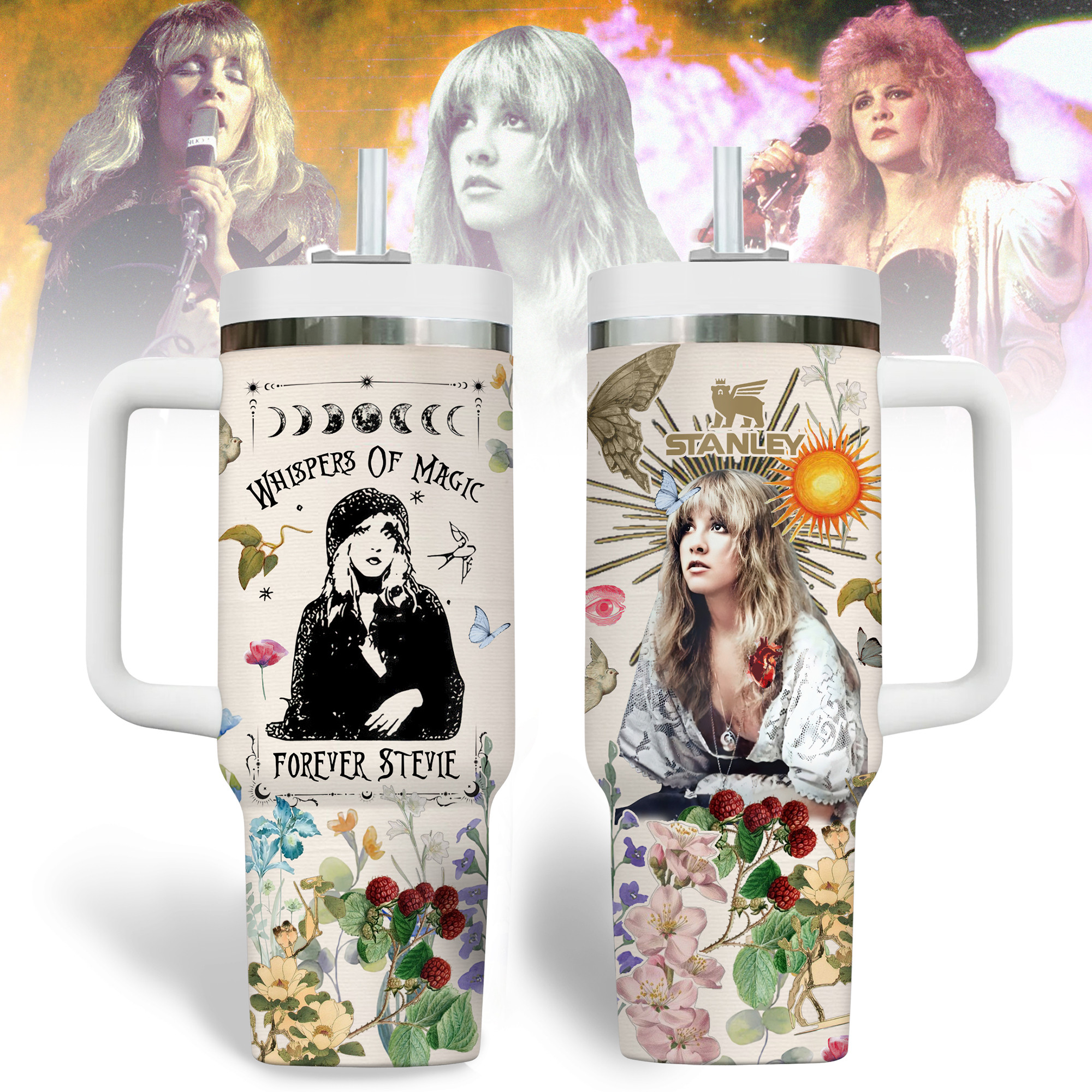 Stevie Nicks Music Custom Stanley Quencher 40oz Stainless Steel Tumbler With Handle