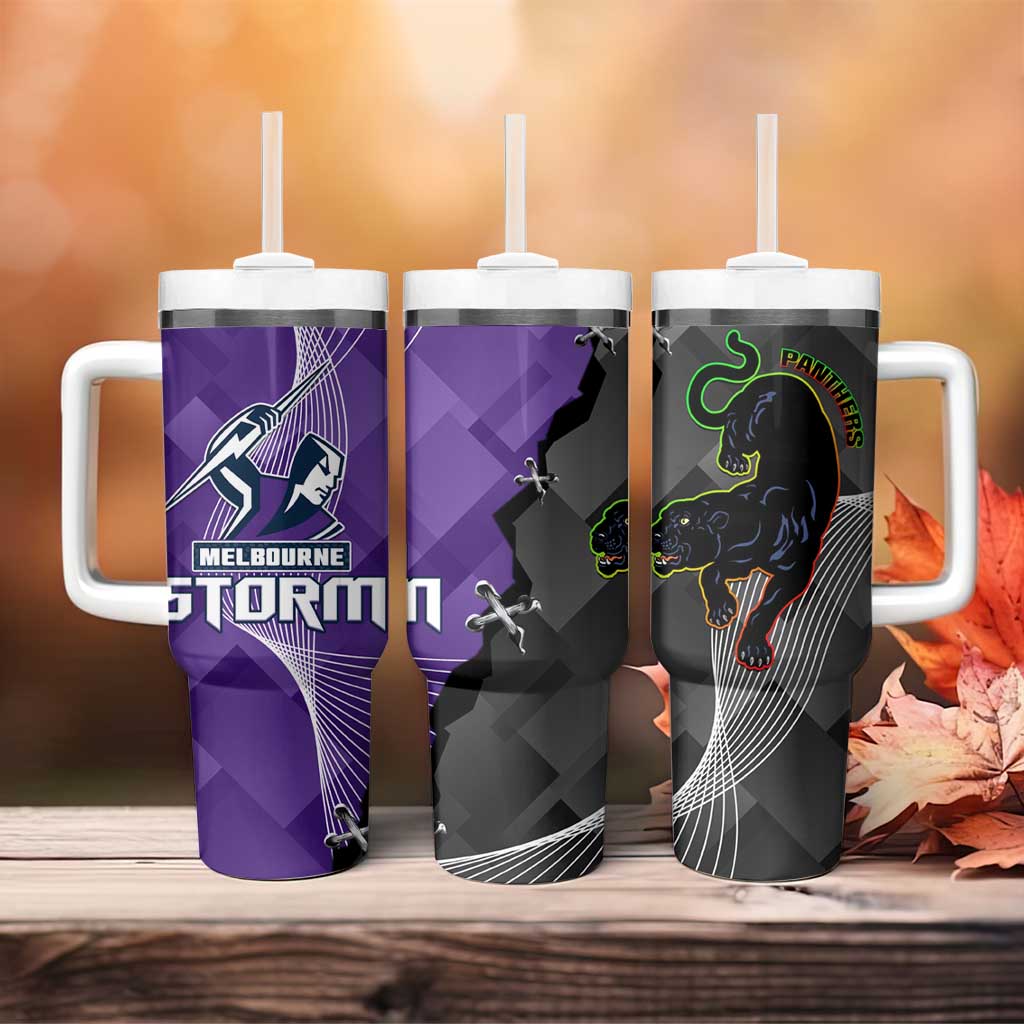 Storm And Panthers Rugby 2024 Go Champions Grand Final Dynamic Style Custom Stanley Quencher 40oz Stainless Steel Tumbler With Handle