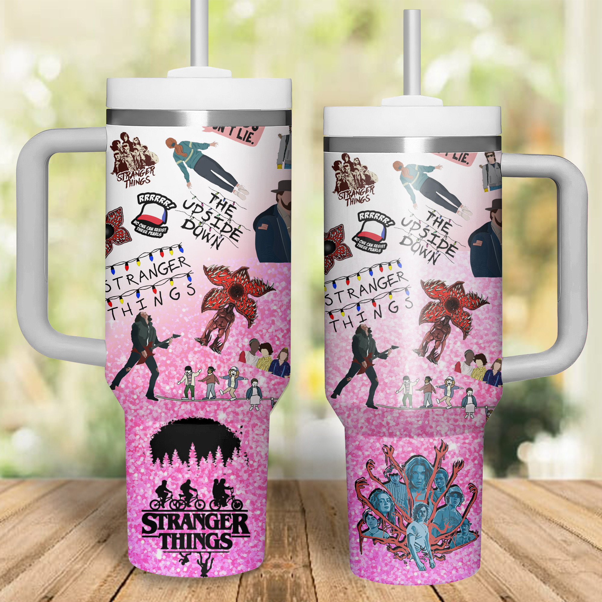 Stranger Things Movies Custom Stanley Quencher 40oz Stainless Steel Tumbler With Handle