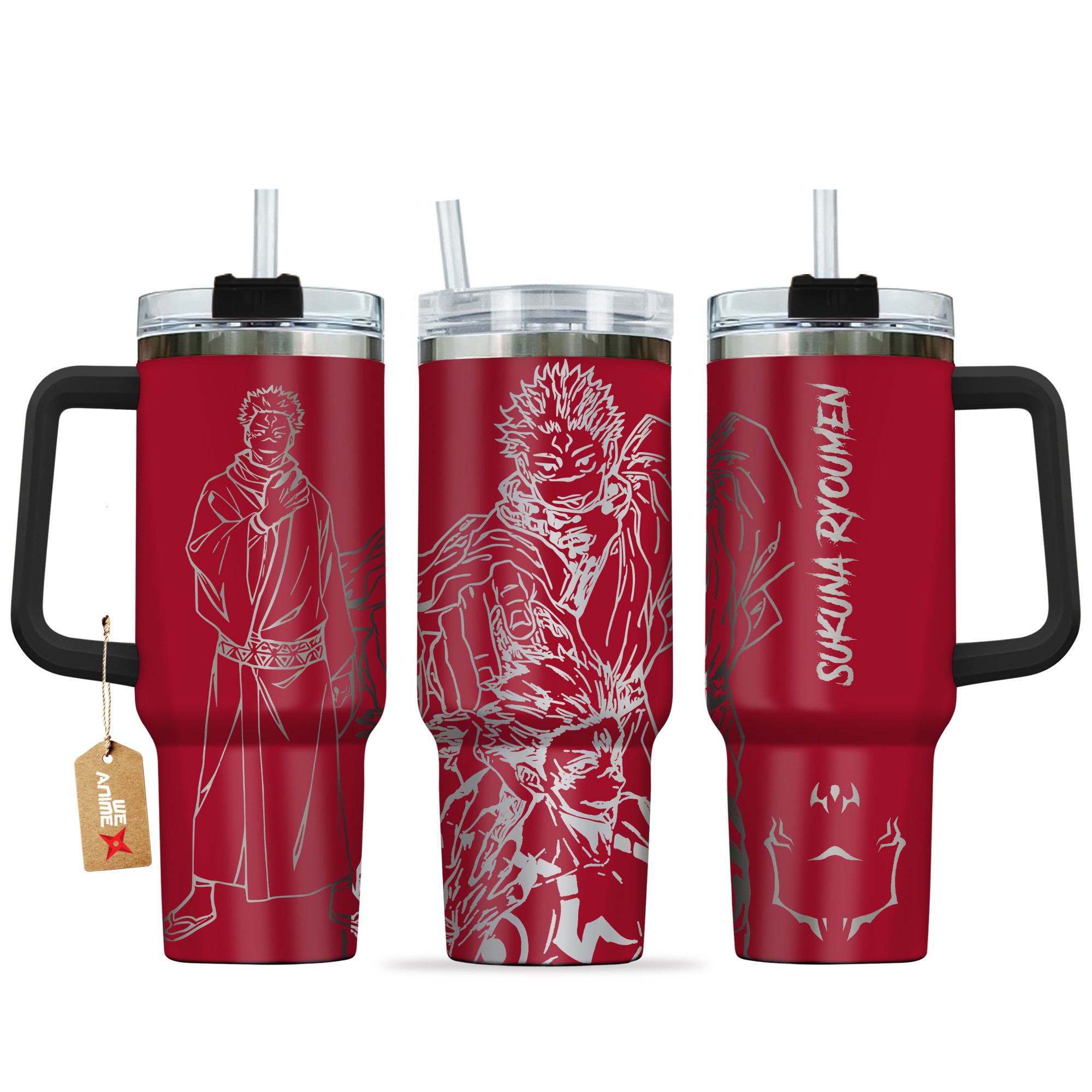 Sukuna Ryomen Jujutsu Kaisen Anime Custom Stanley Quencher 40oz Stainless Steel Tumbler With Handle