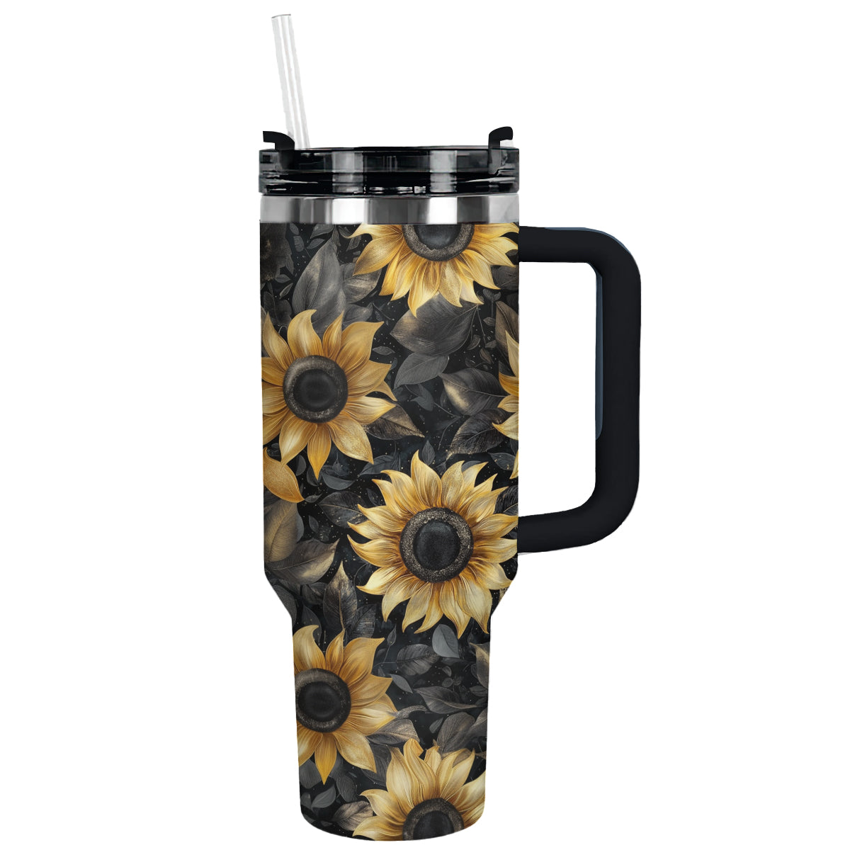 Sunflower Custom Stanley Quencher 40oz Stainless Steel Tumbler With Handle