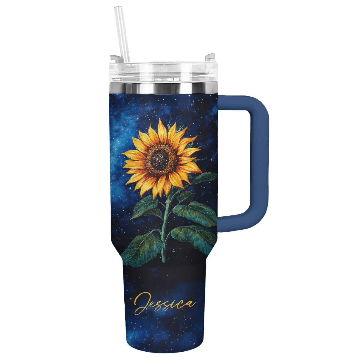 Sunflower Custom Stanley Quencher 40oz Stainless Steel Tumbler With Handle
