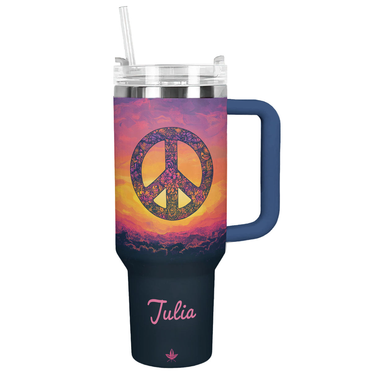 Sunset Peace Custom Stanley Quencher 40oz Stainless Steel Tumbler With Handle