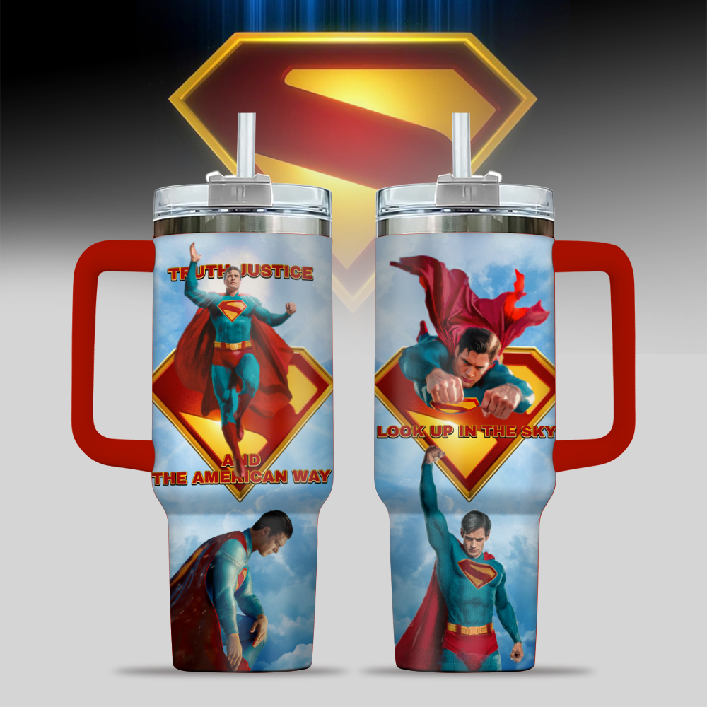 Superman Movies Custom Stanley Quencher 40oz Stainless Steel Tumbler With Handle
