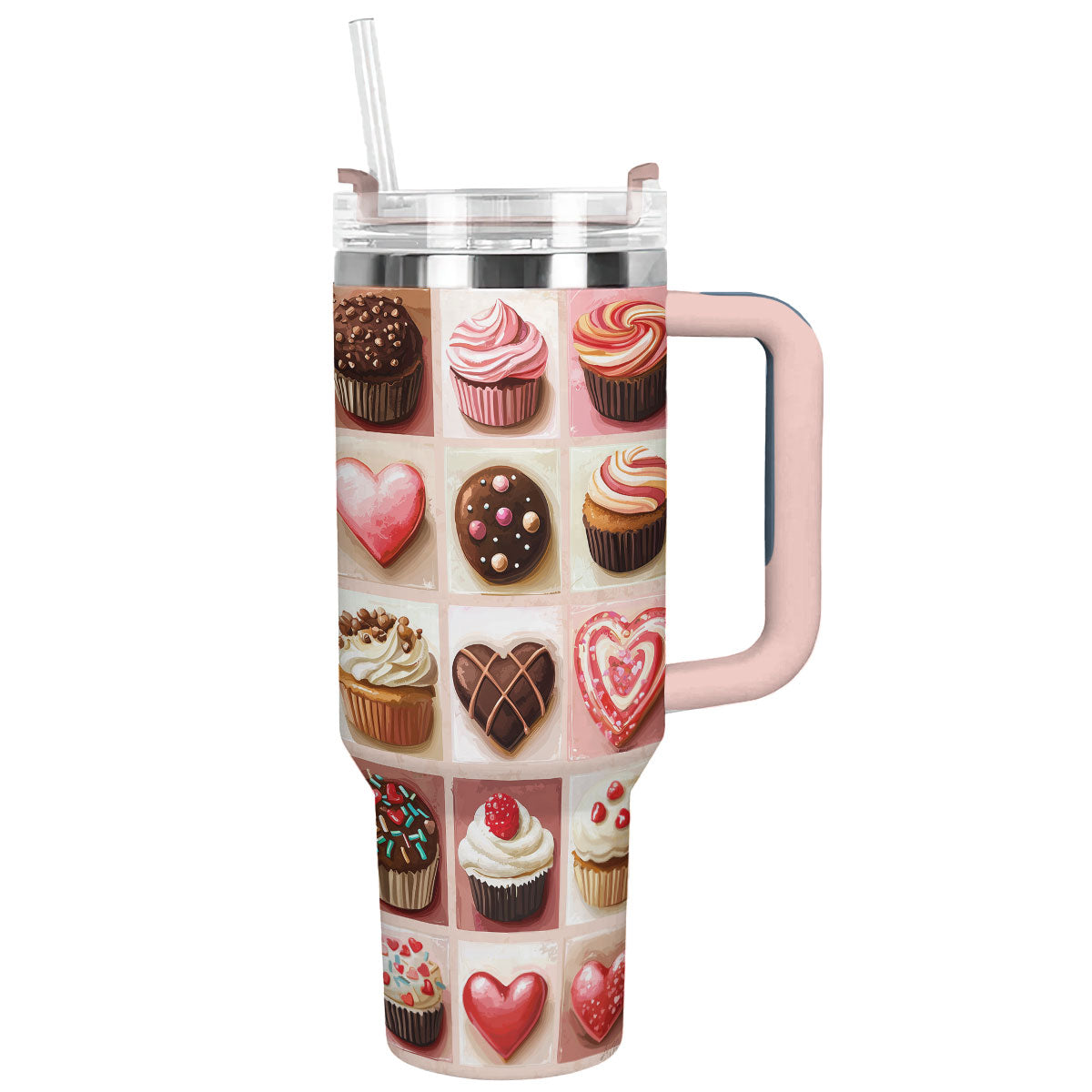 Sweet Treats of Love Custom Stanley Quencher 40oz Stainless Steel Tumbler With Handle